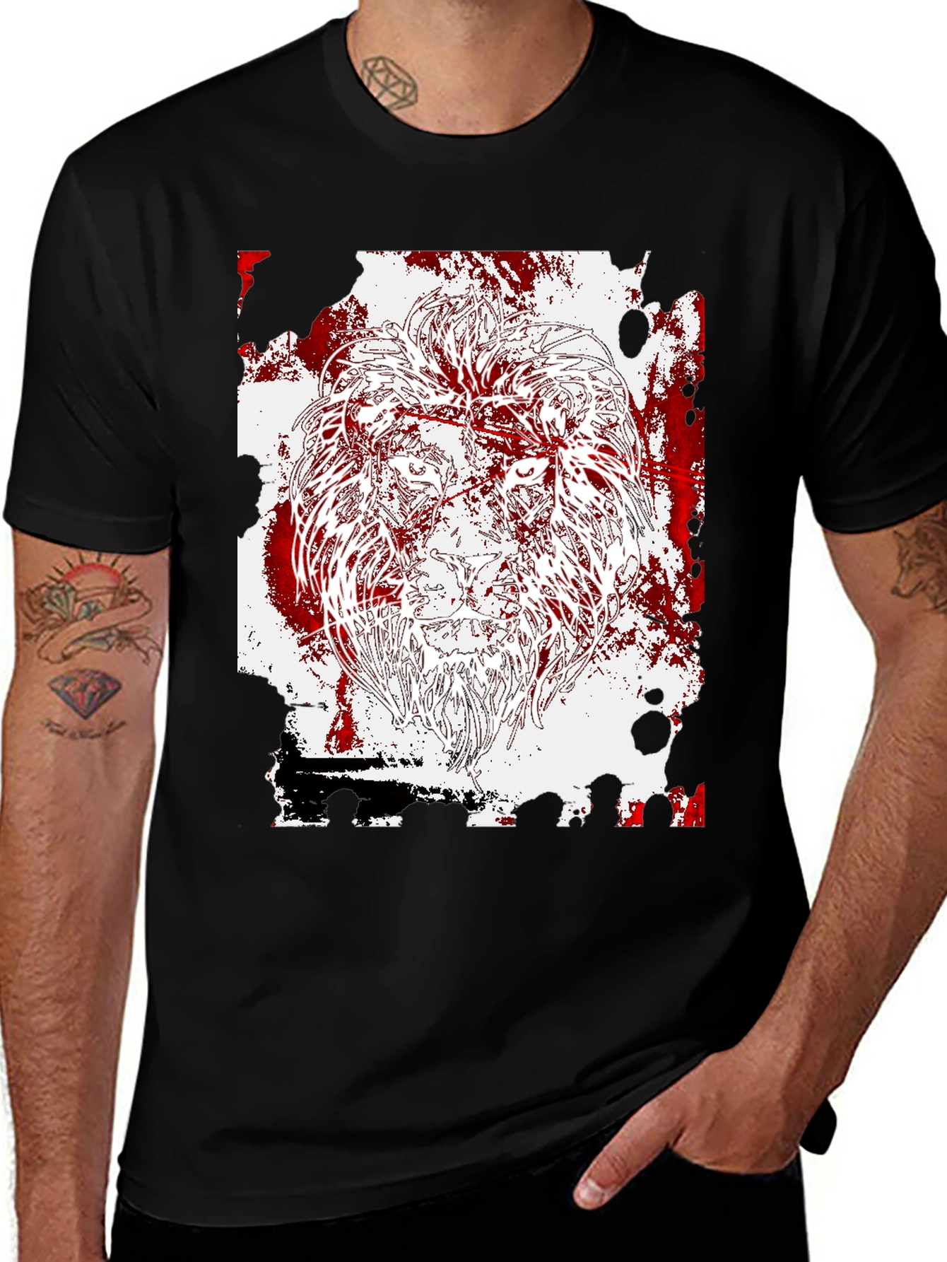 Variant 15 of Lion Graphic Print Black T-Shirt