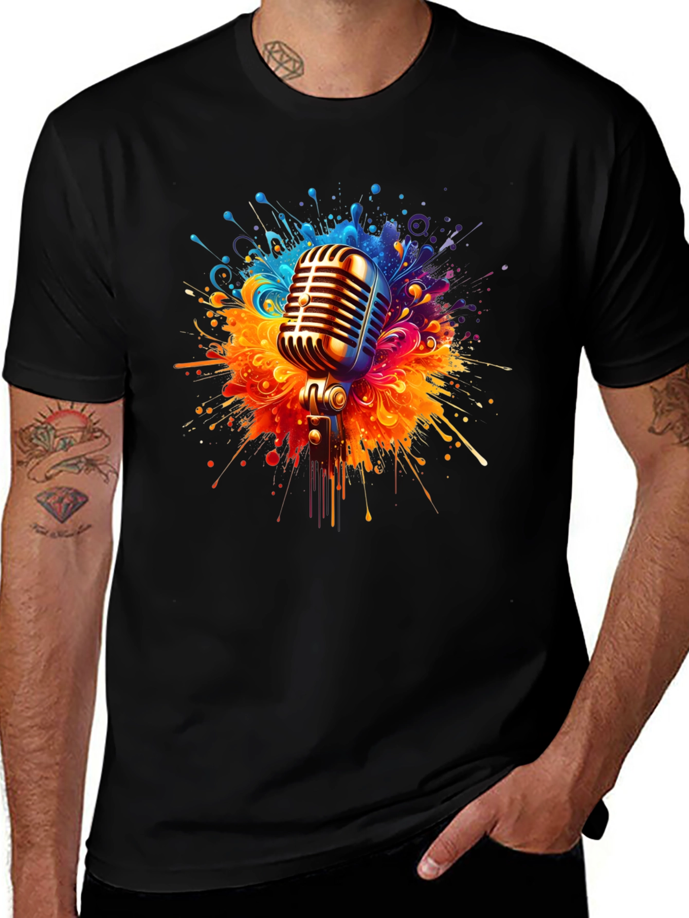 Variant 4 of Retro Microphone T-Shirt - Music Inspired Graphic Tee