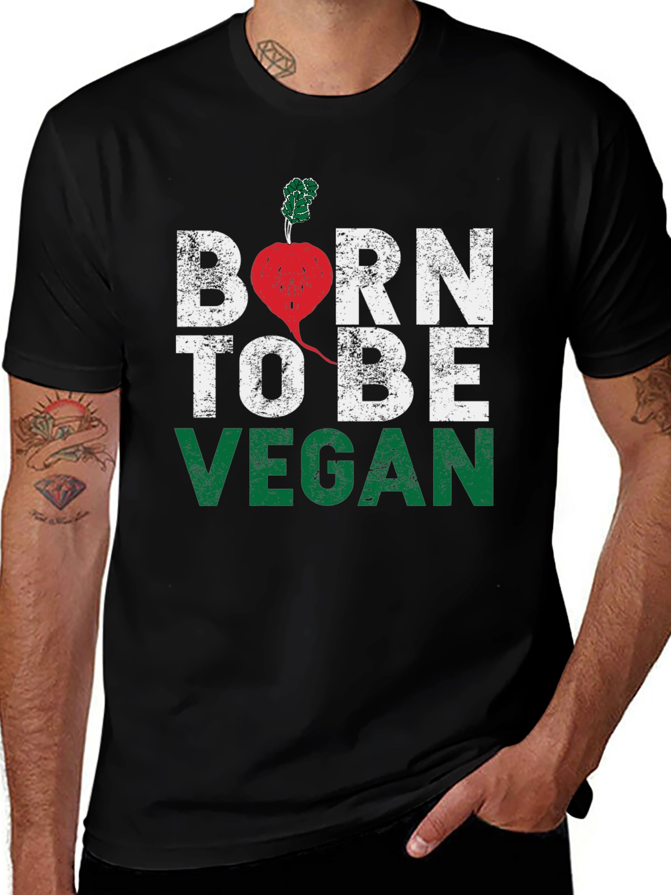Born To Be Vegan Graphic Tee -  Radish Heart