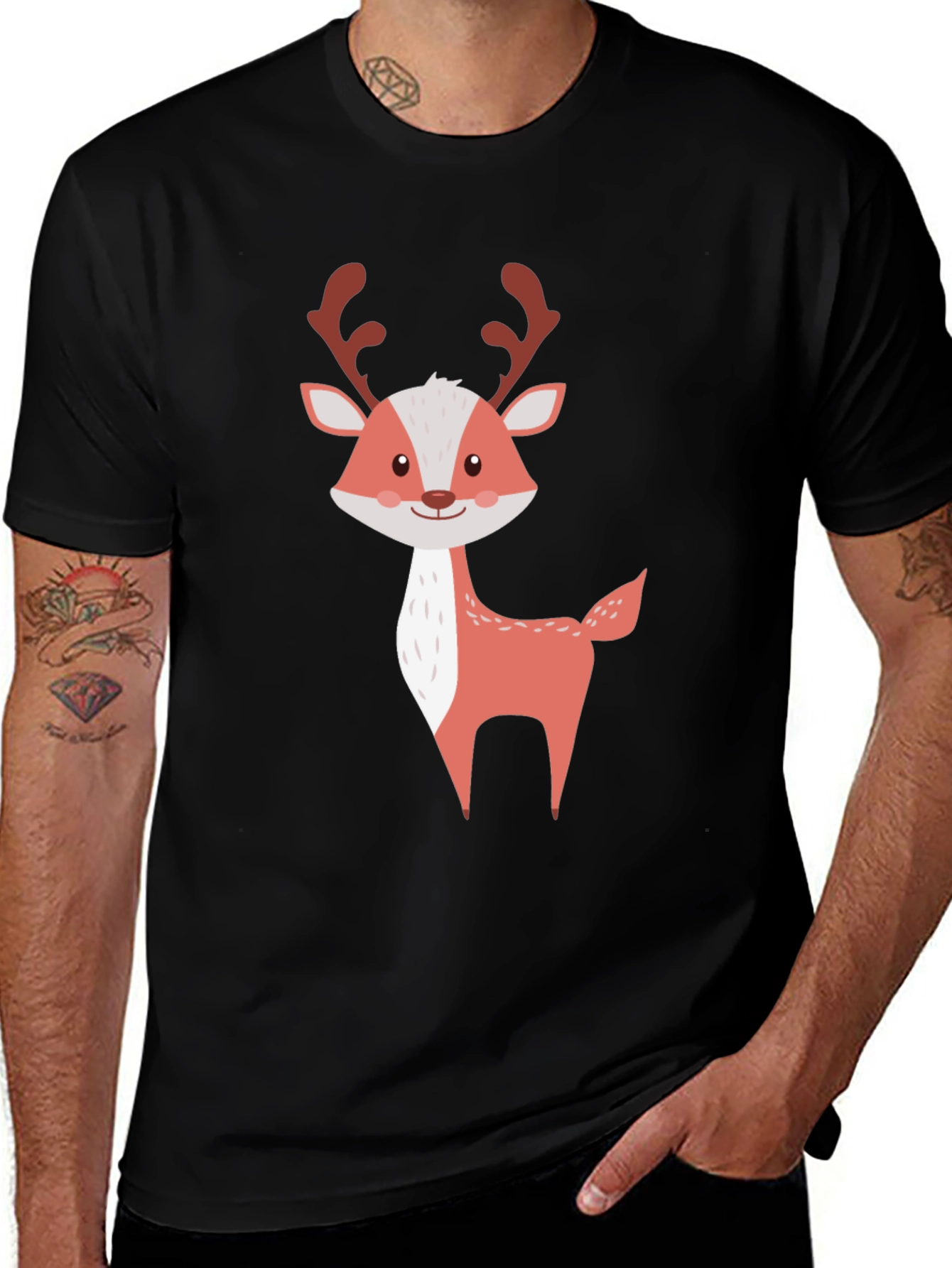 Variant 28 of Cute Cartoon Reindeer Graphic T-Shirt