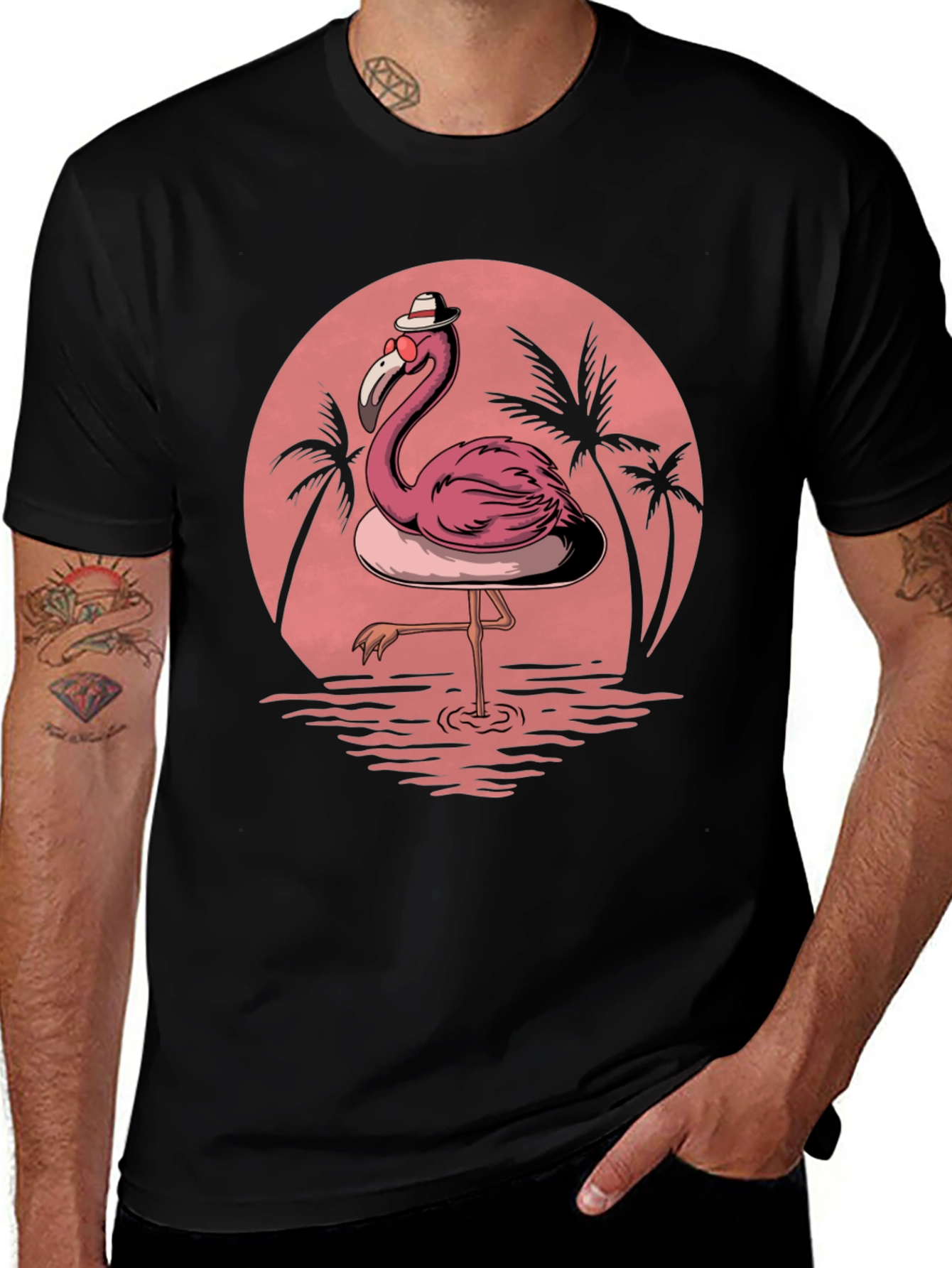 Variant 13 of Flamingo Sunset Graphic Tee - Tropical Vibe