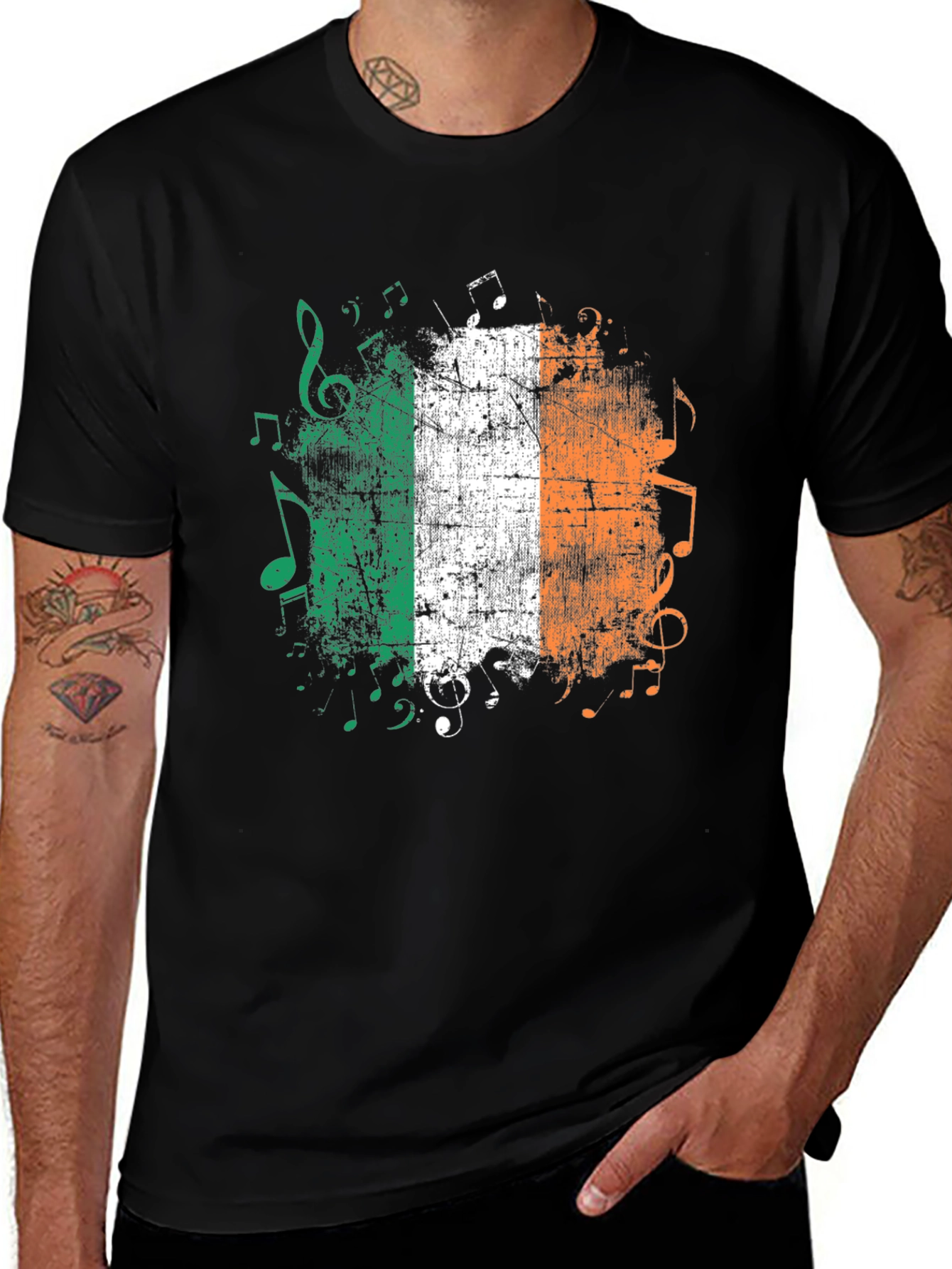 Irish Flag Music Notes Graphic Tee
