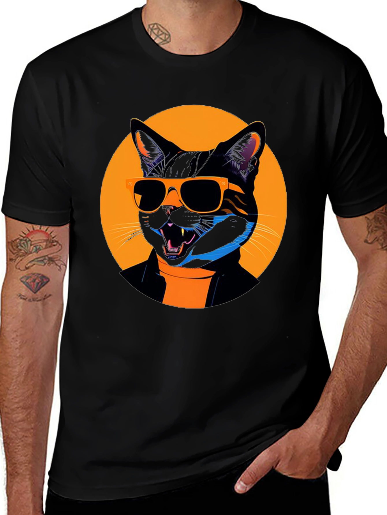Variant 11 of Cool Cat Black T-Shirt