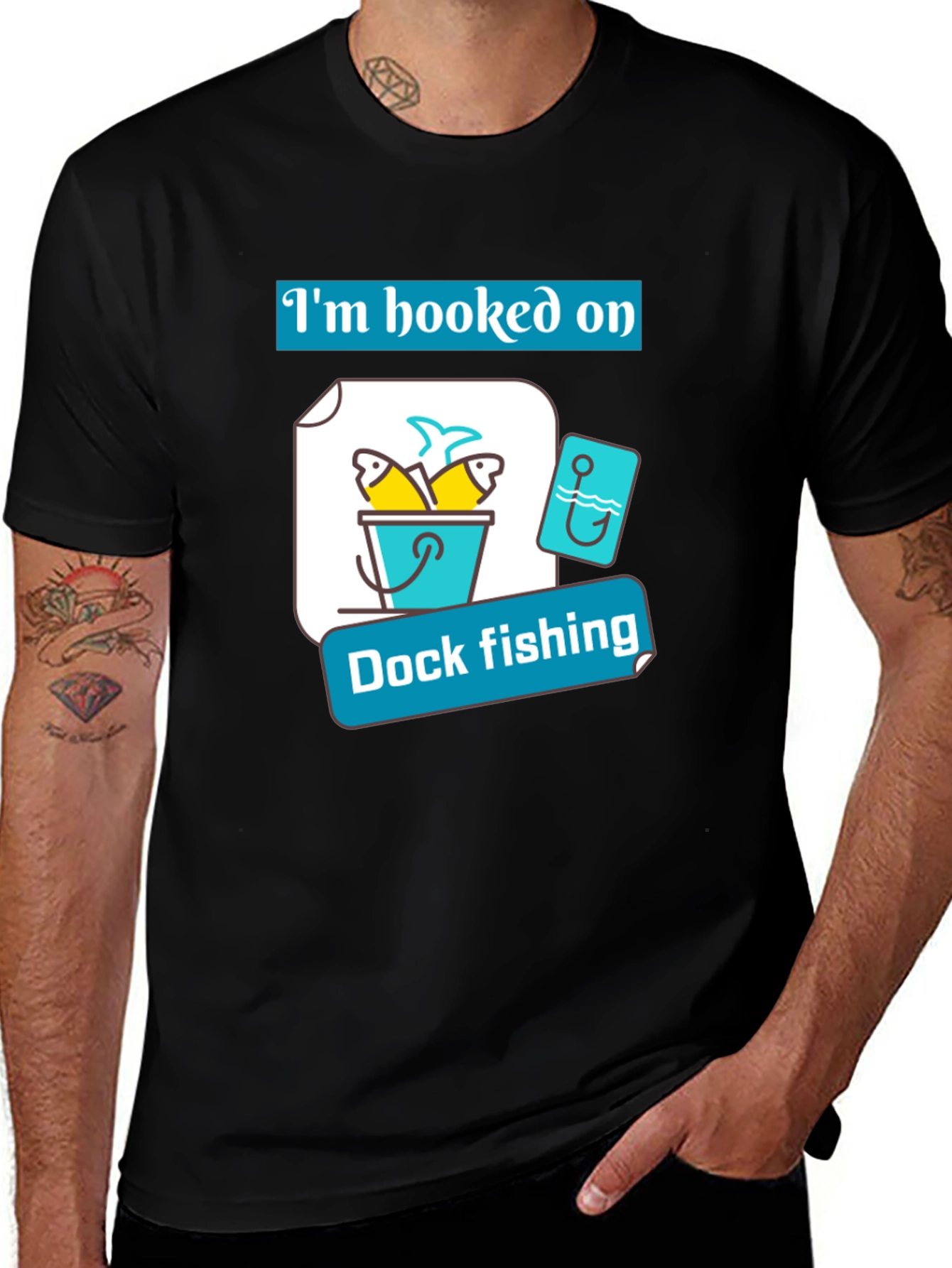Variant 6 of Hooked on Dock Fishing T-Shirt - Fisherman Gift