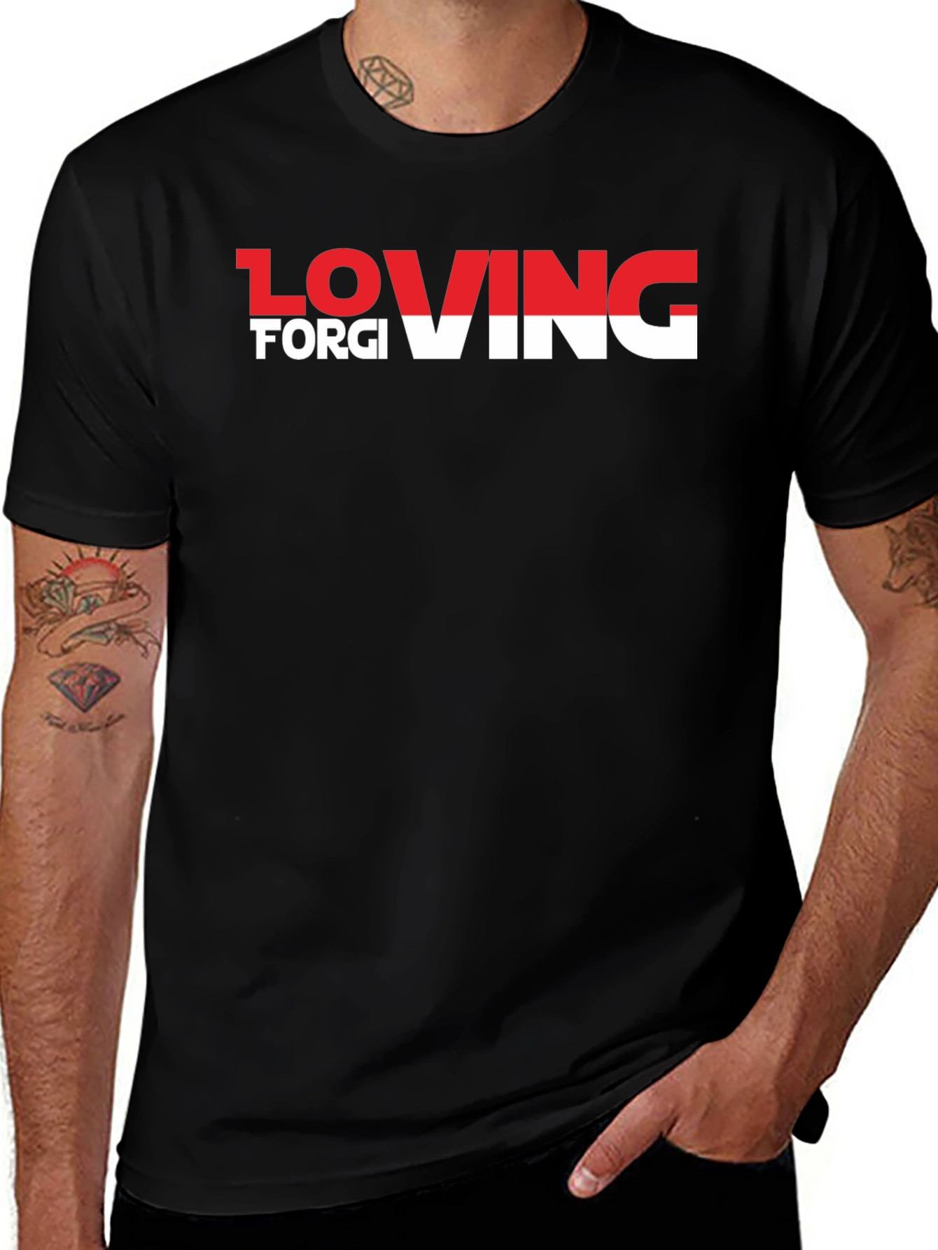 Variant 30 of Loving Forgiving T-Shirt - Black Crew Neck