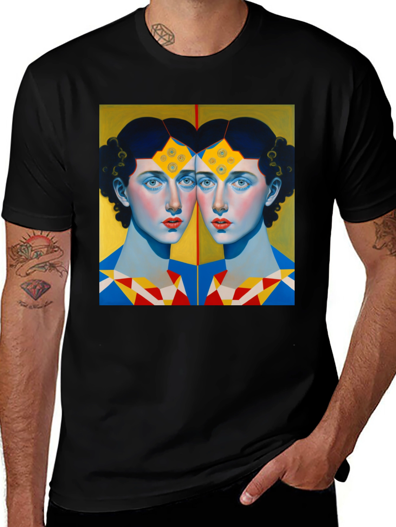 Variant 20 of Twin Portrait Graphic Tee - Unique Art Shirt