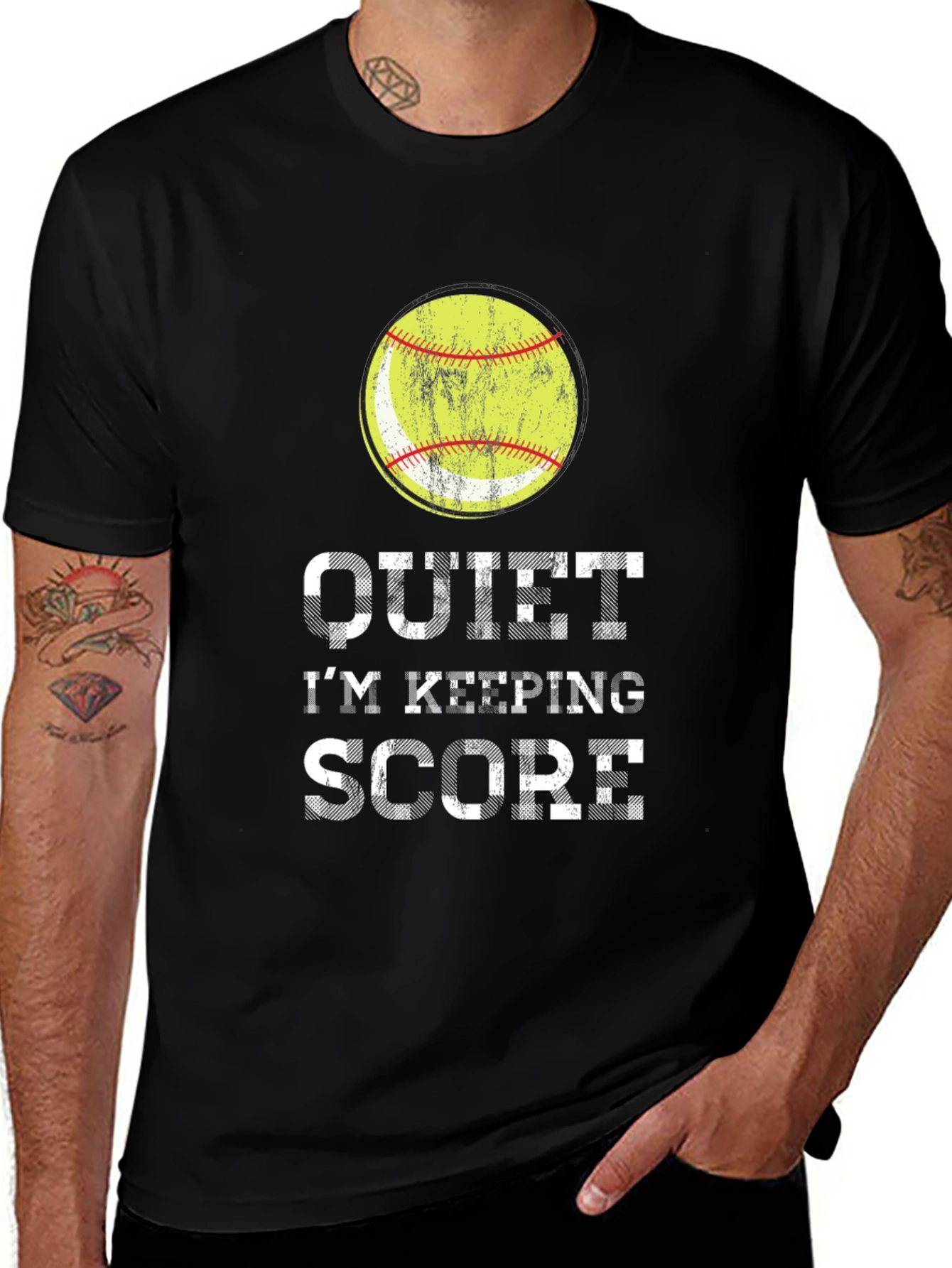 Variant 21 of Quiet I'm Keeping Score Novelty Graphic T-Shirt