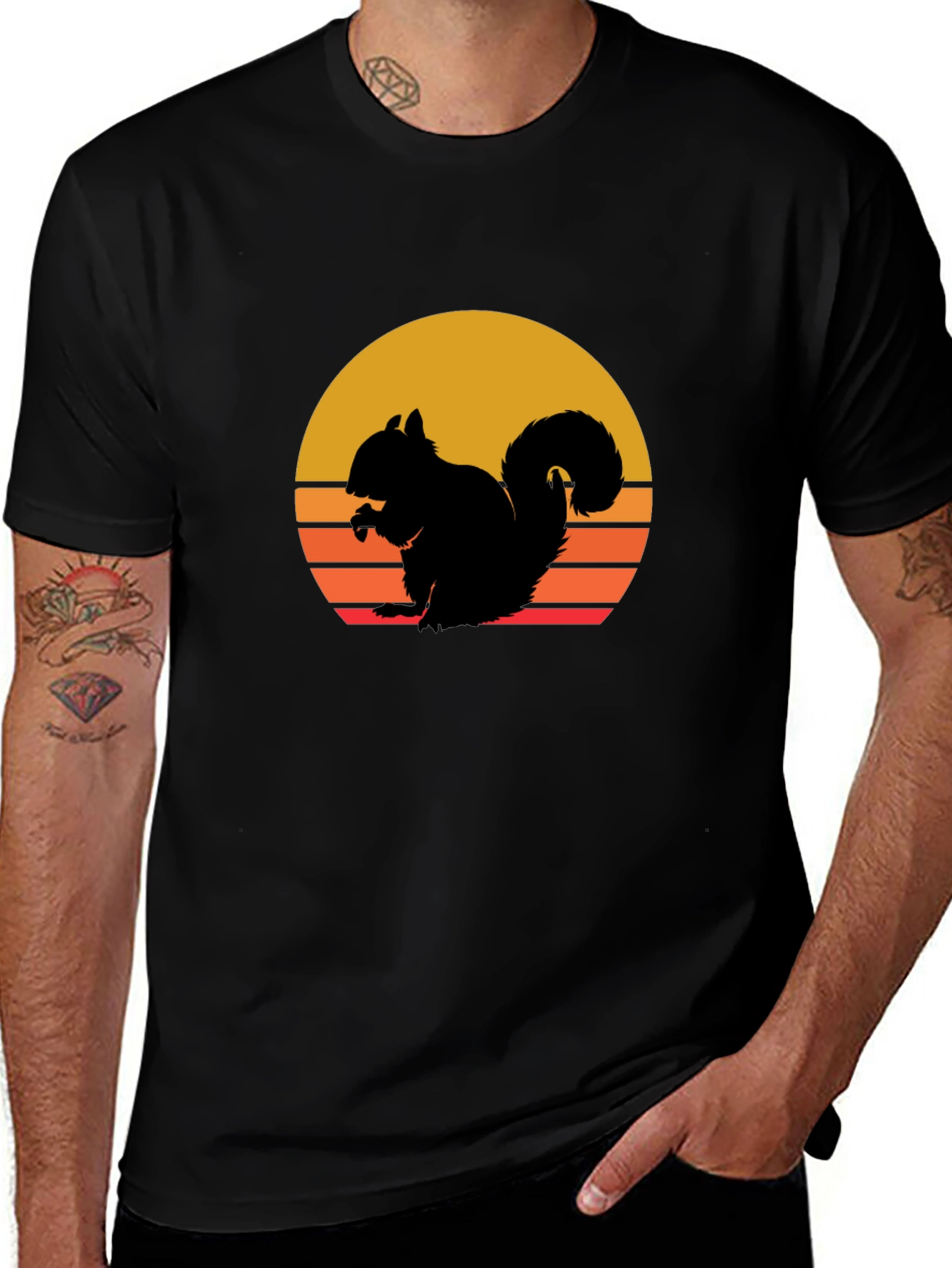 Variant 27 of Squirrel Sunset T-Shirt - Nature Lover's Tee