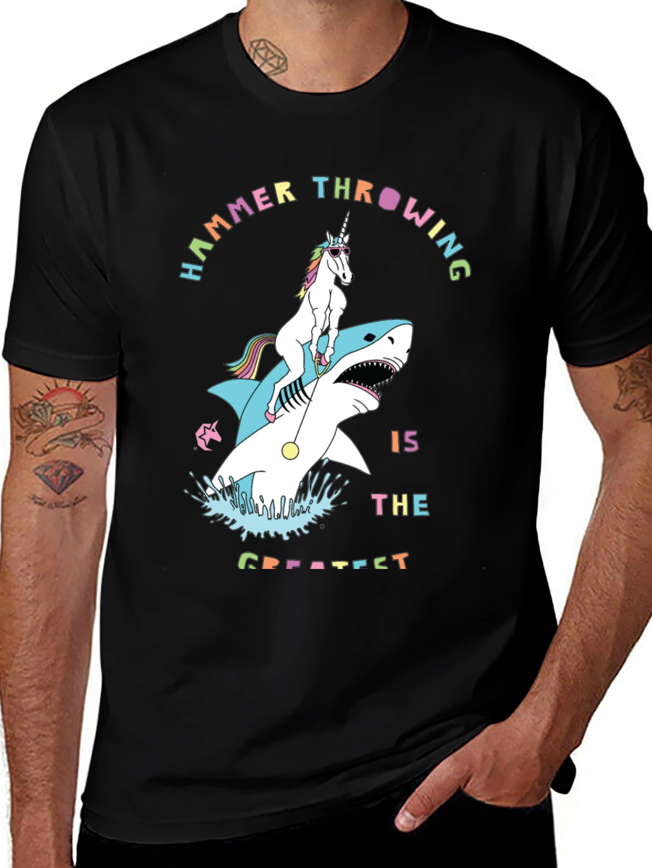 Variant 21 of Unicorn Riding Shark Graphic T-Shirt