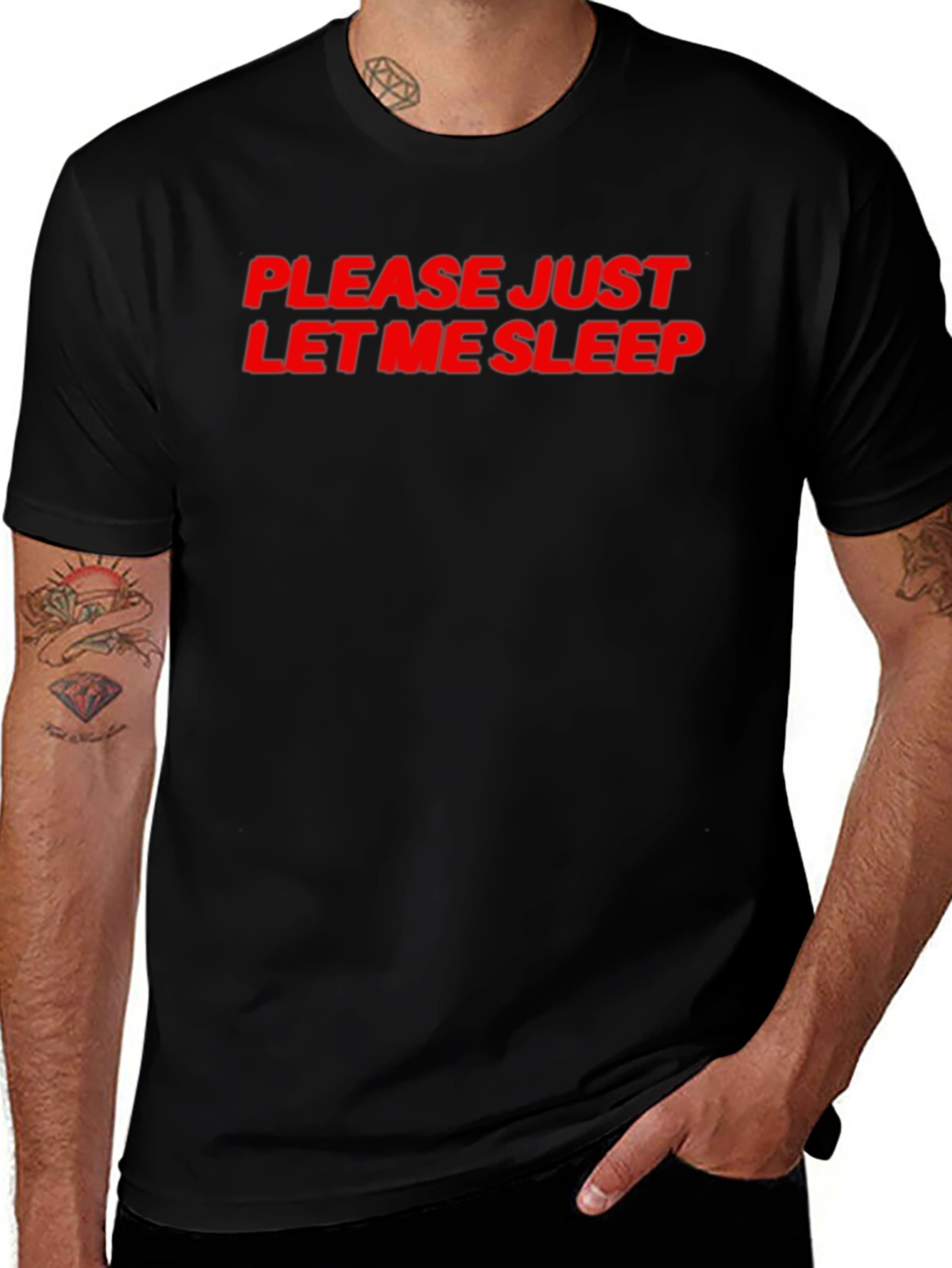 Variant 21 of Please Let Me Sleep T-Shirt - Black Cotton Tee