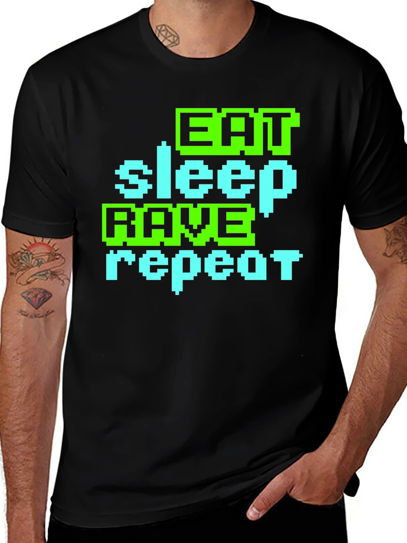 Variant 10 of Eat Sleep Rave Repeat Graphic T-Shirt