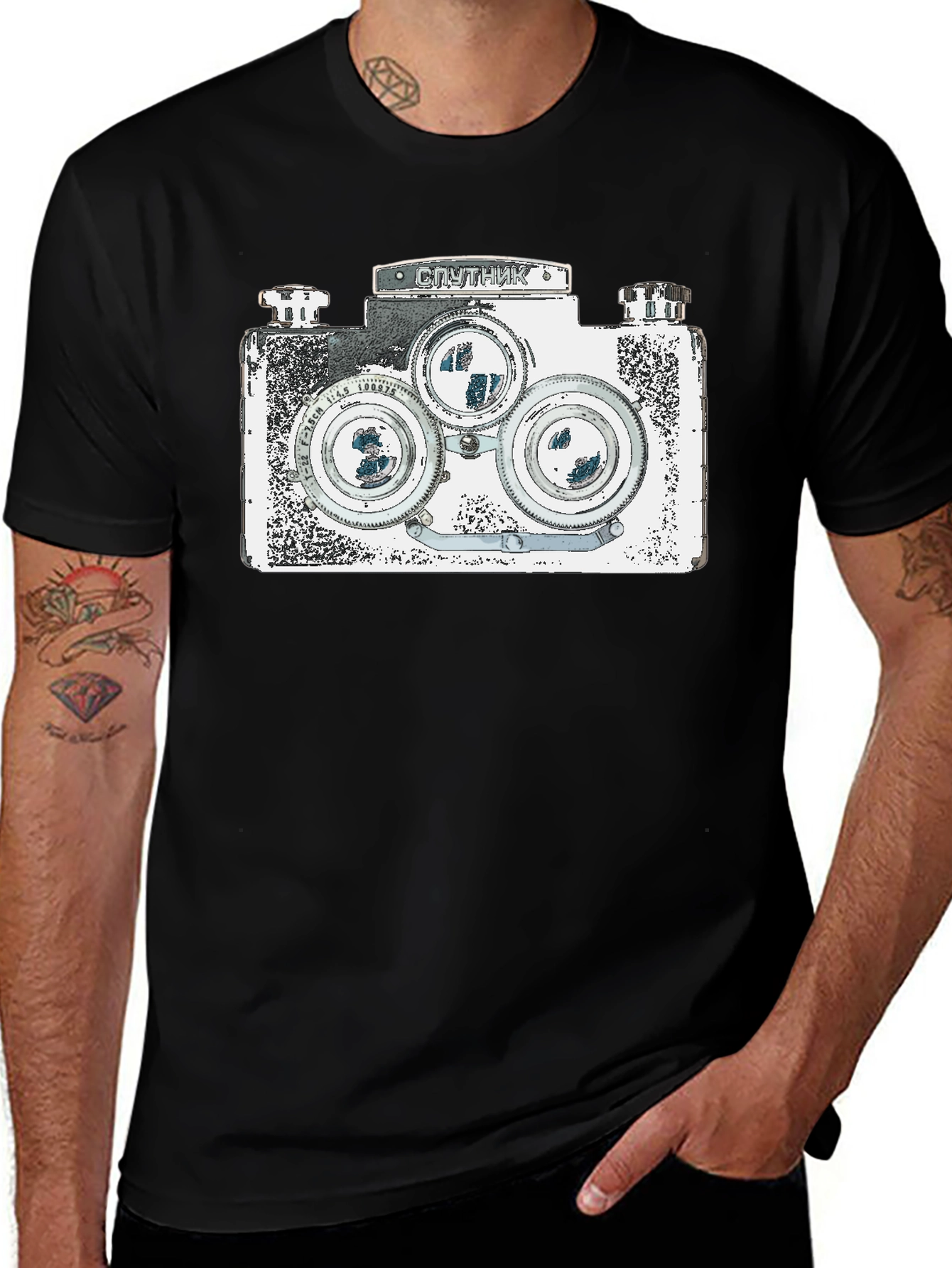 Variant 24 of Vintage Camera Graphic T-Shirt - Black