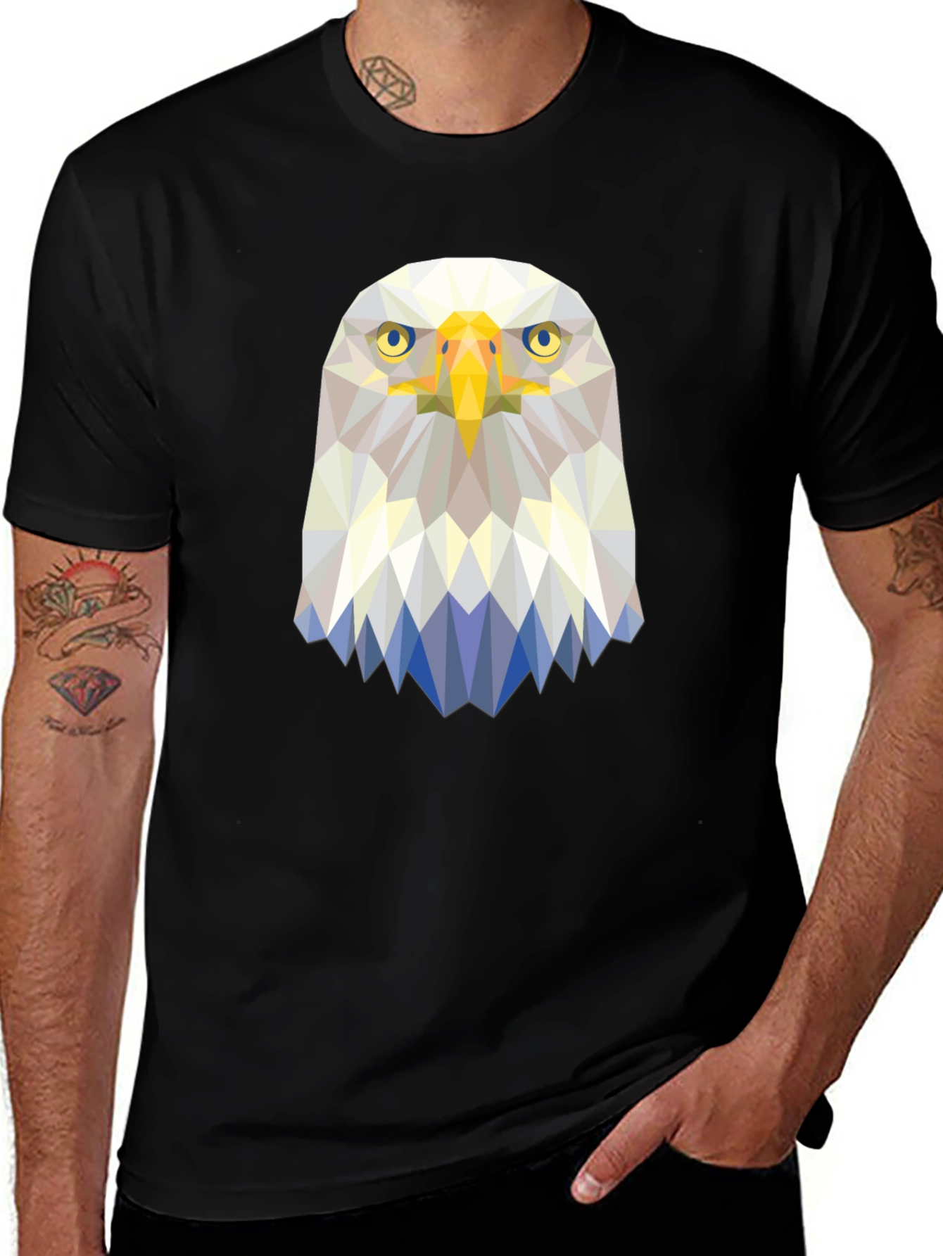 Geometric Eagle Graphic Tee - Modern Bird Art Shirt