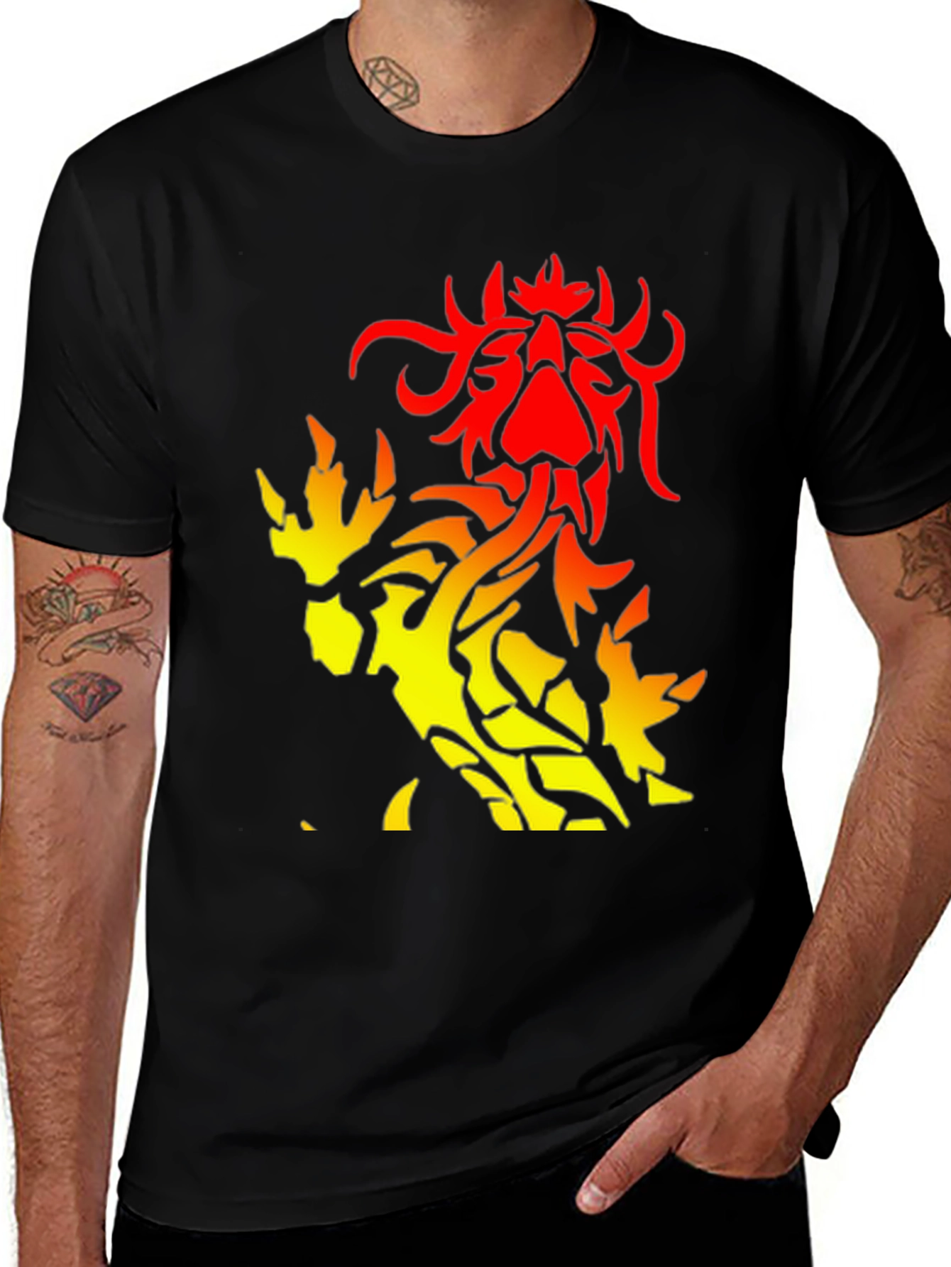 Variant 22 of Fiery Graphic Print Black Tee