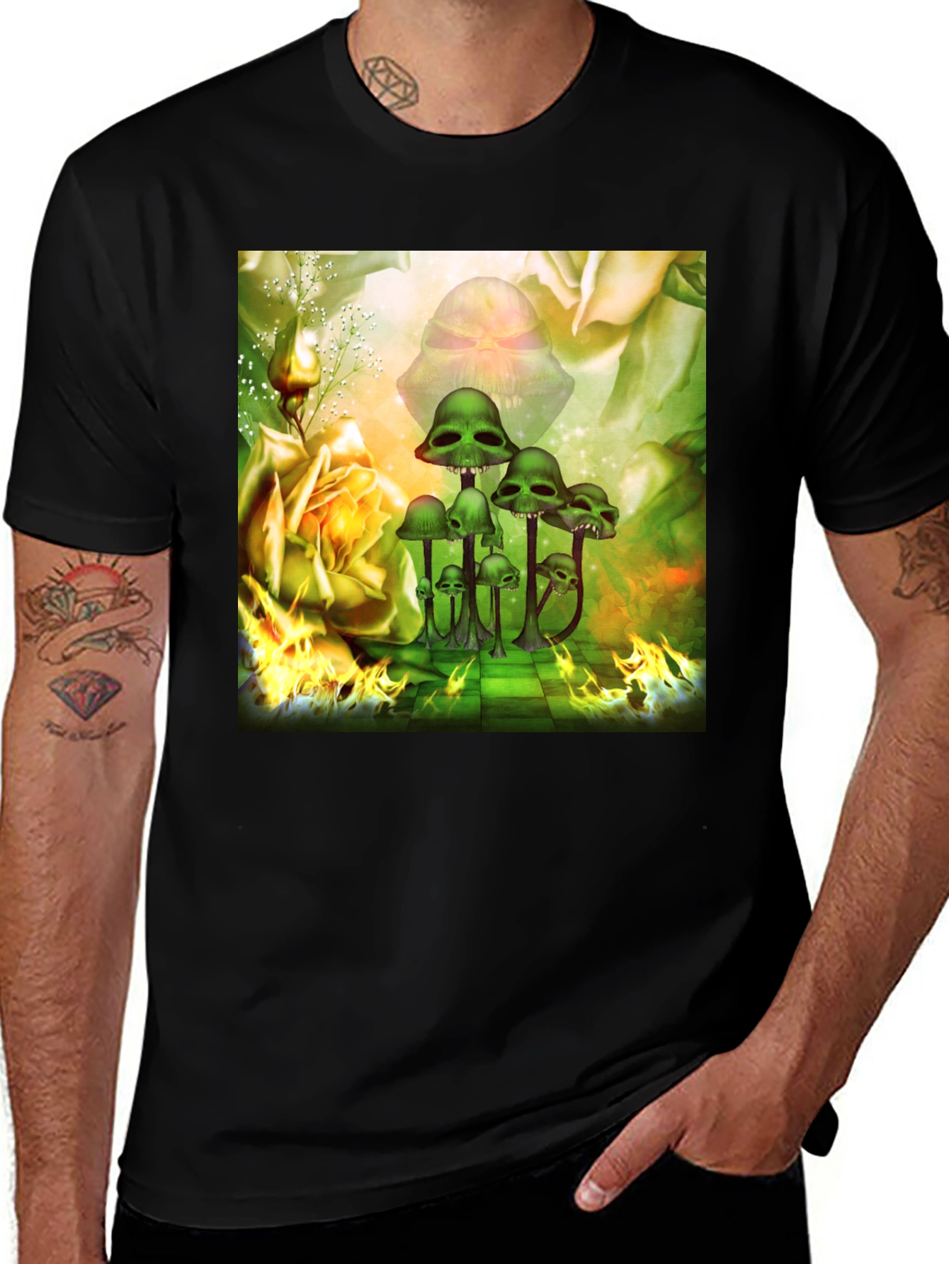 Variant 19 of Mushroom Skull Graphic Tee - Unique Design