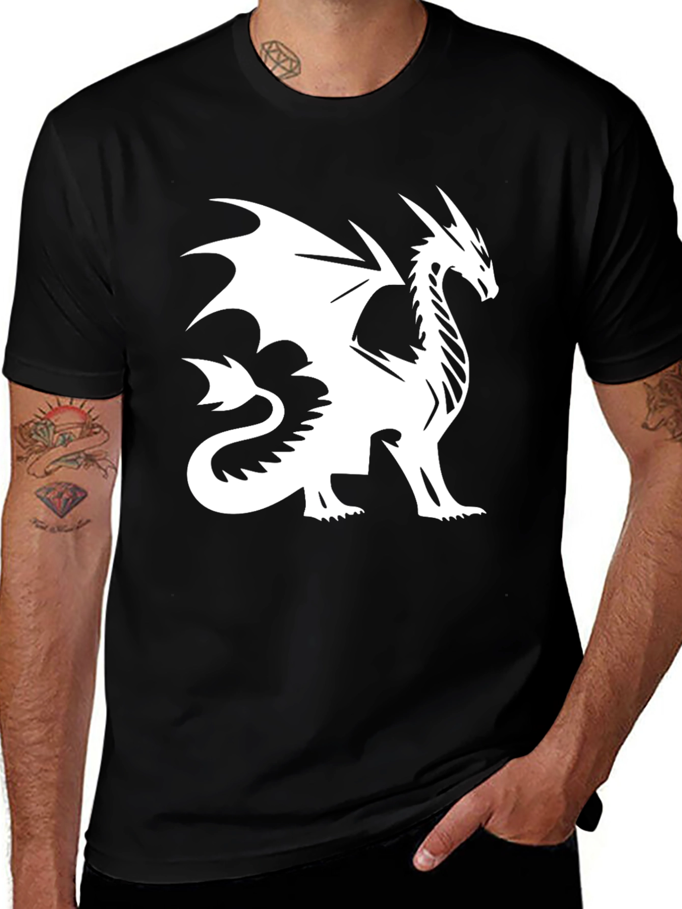 Variant 14 of Dragon Graphic Tee - Men's Black T-Shirt