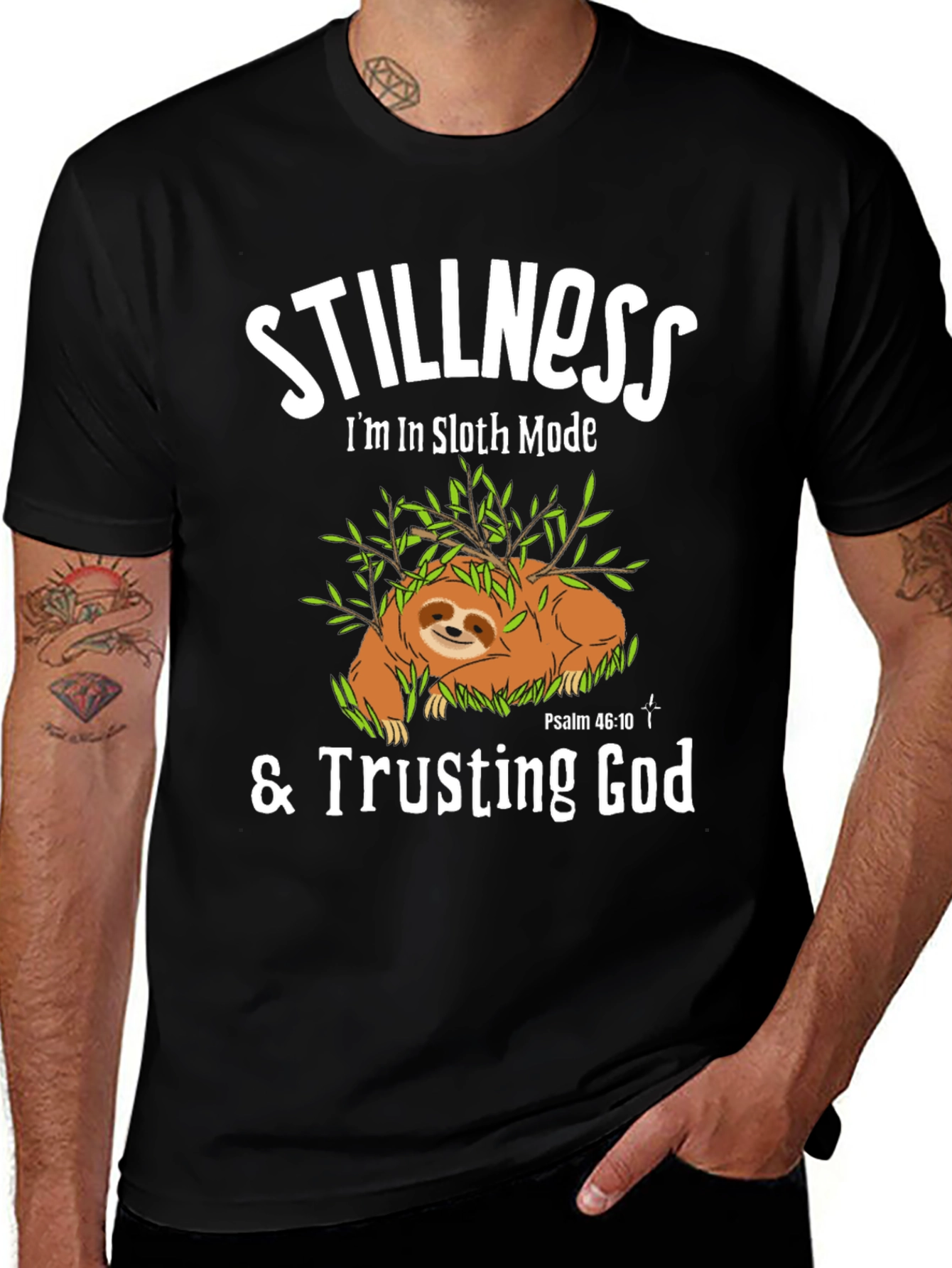 Variant 7 of Stillness Sloth Mode T-Shirt - Trusting God Tee