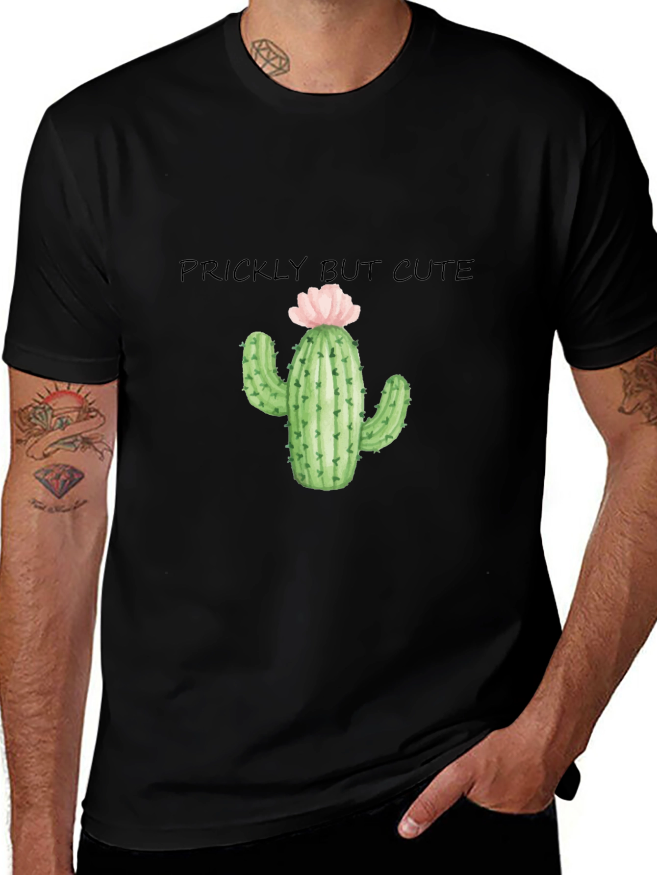 Variant 22 of Prickly But Cute Cactus Graphic Tee - Black