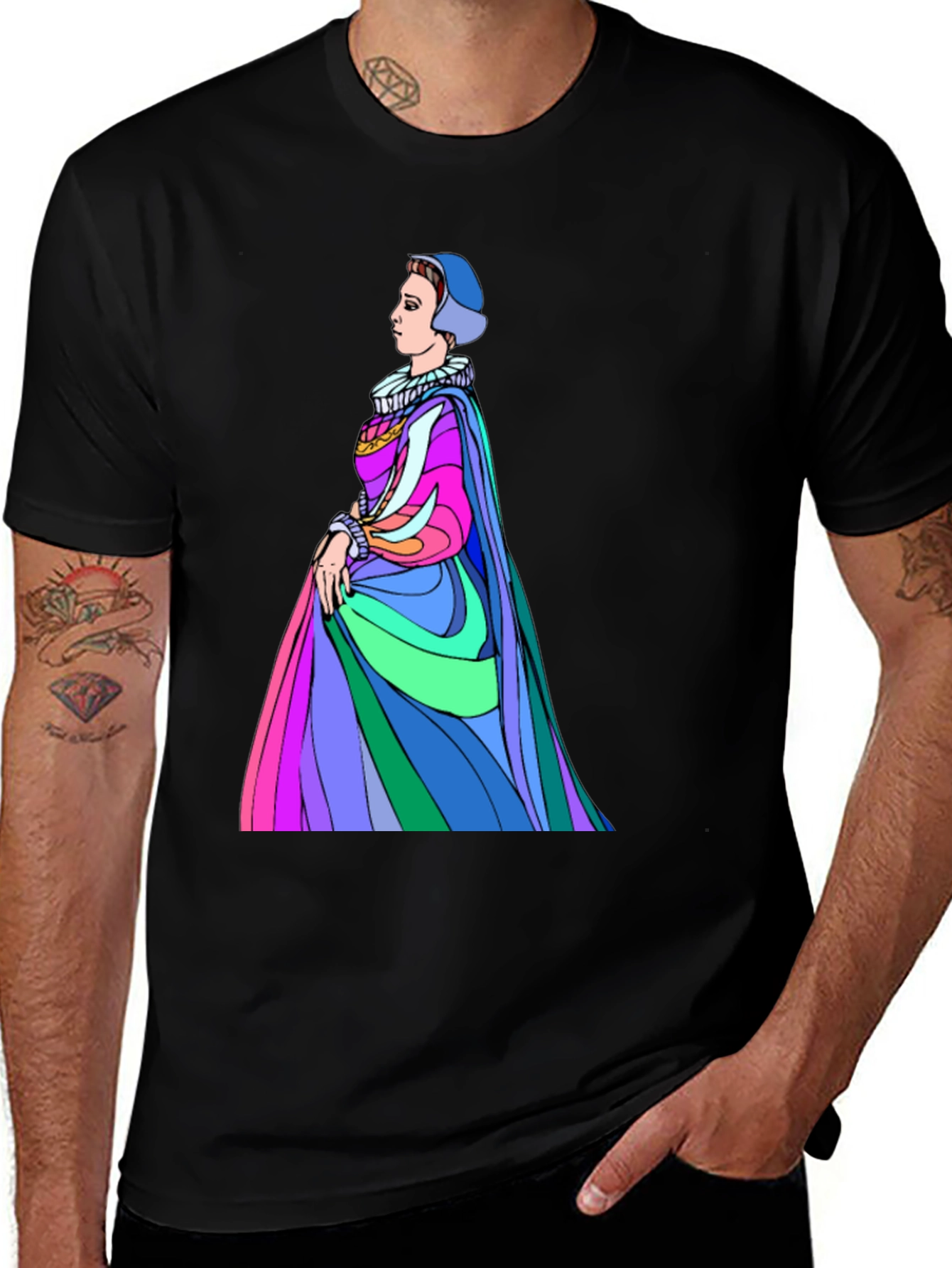 Variant 21 of Colorful Queen Portrait T-Shirt