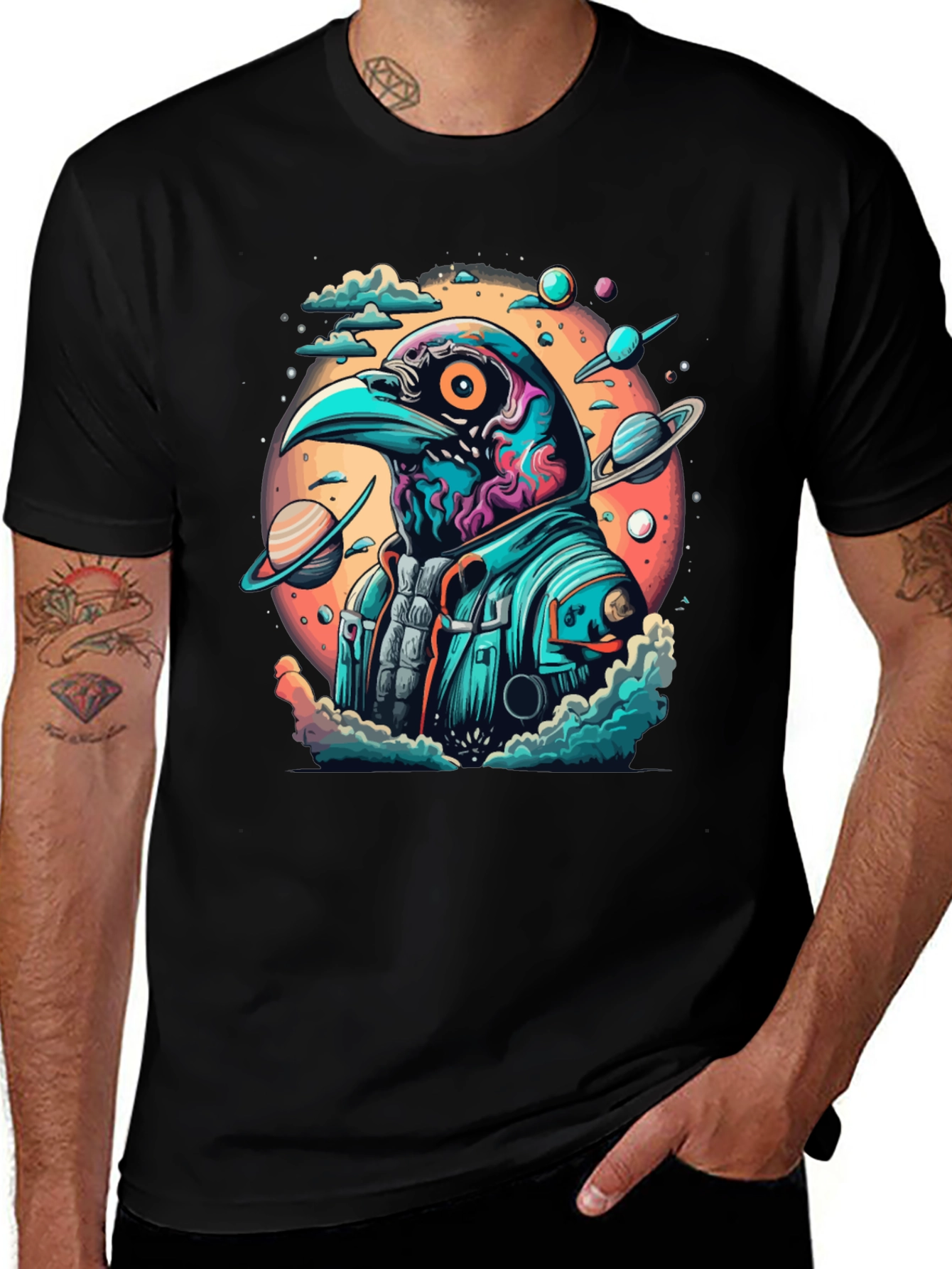 Variant 30 of Cosmic Crow T-Shirt - Galaxy Bird Astronaut Tee