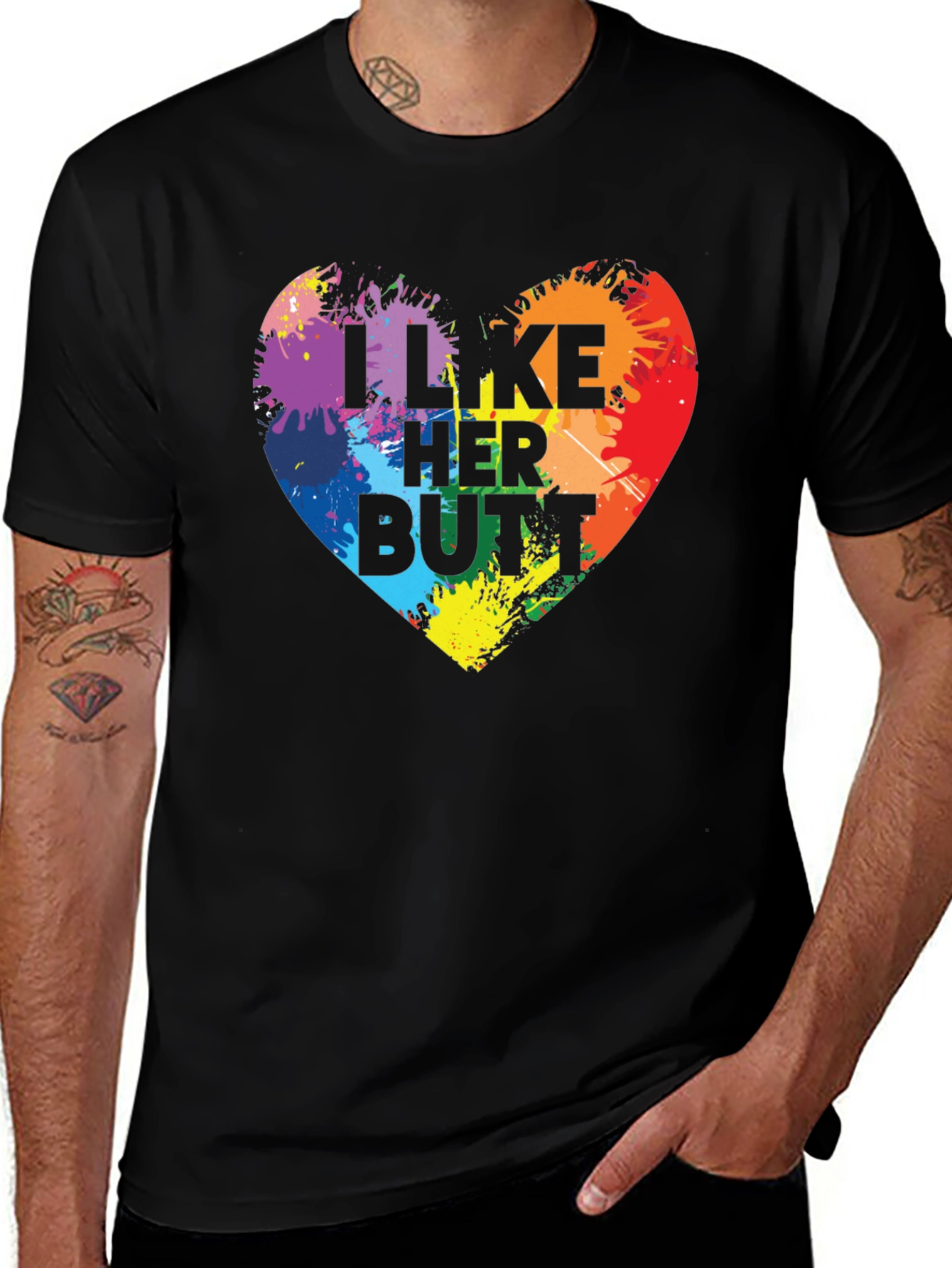 Variant 5 of I Like Her Butt Rainbow Heart T-Shirt