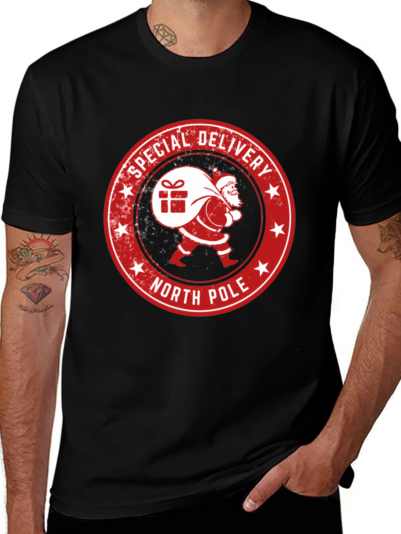 North Pole Special Delivery Santa Graphic Tee