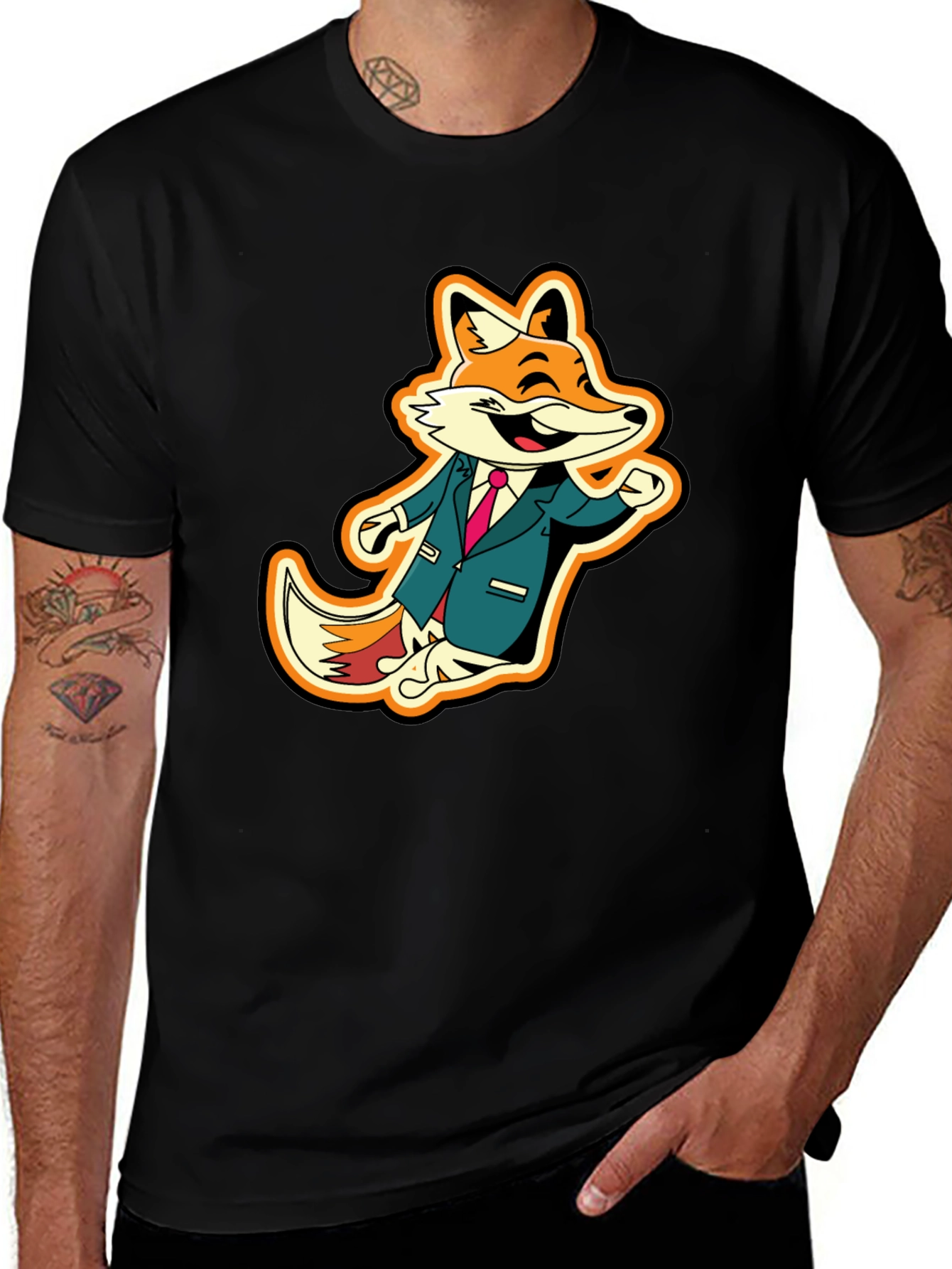 Black Fox in Suit Graphic Tee - Stylish Animal T-Shirt main image
