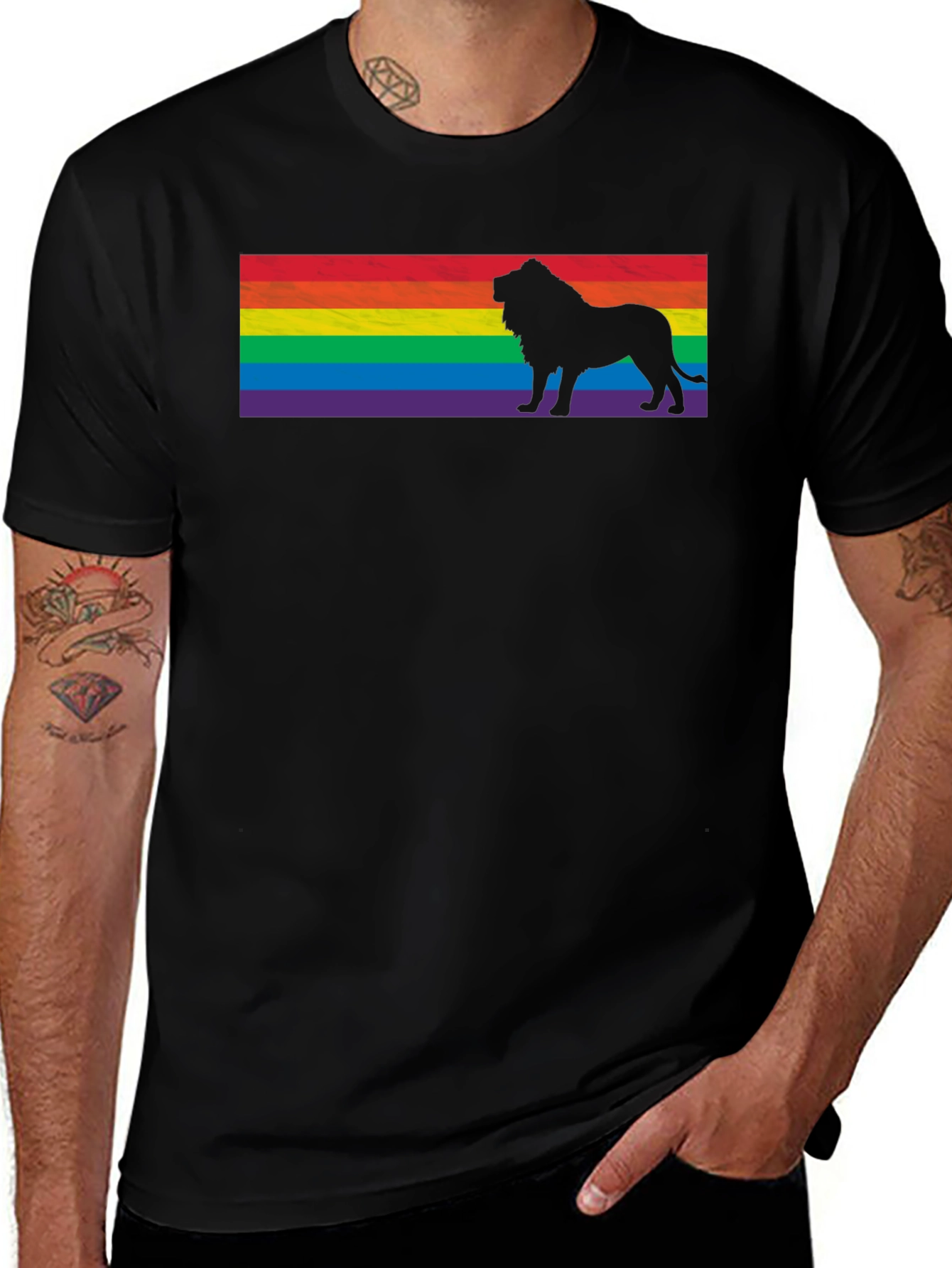 Pride Lion T-Shirt - Rainbow Flag Graphic Tee