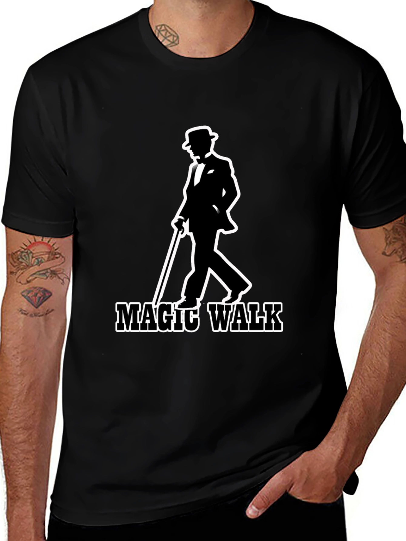 Variant 16 of Magic Walk Black Graphic Tee - Stylish Menswear