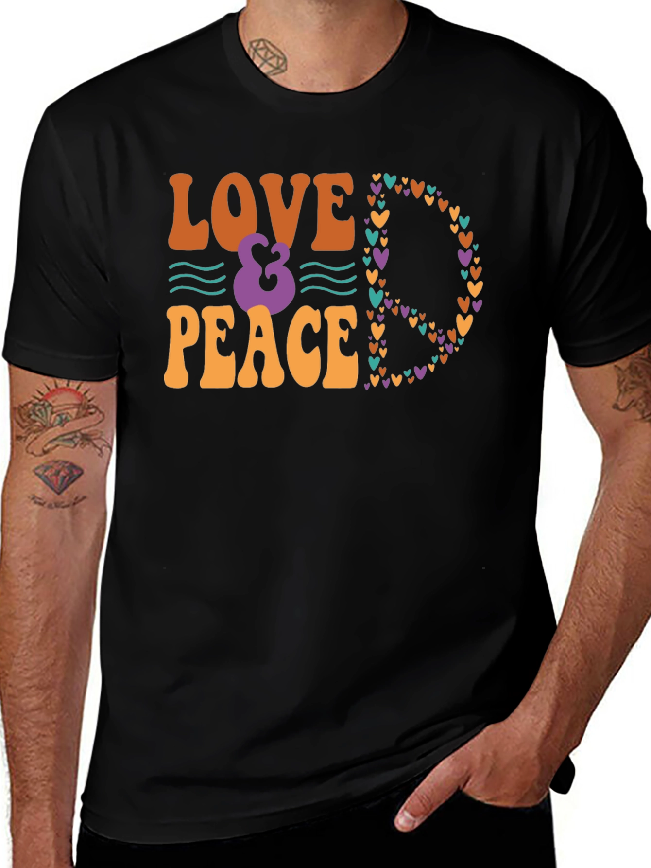 Love & Peace Heart Symbol Graphic T-Shirt