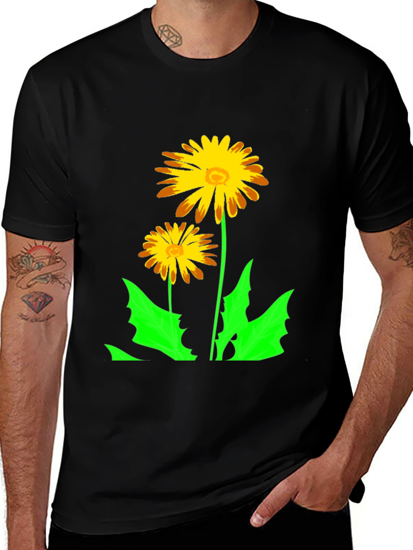 Variant 5 of Floral Graphic Tee - Bold Dandelion Design