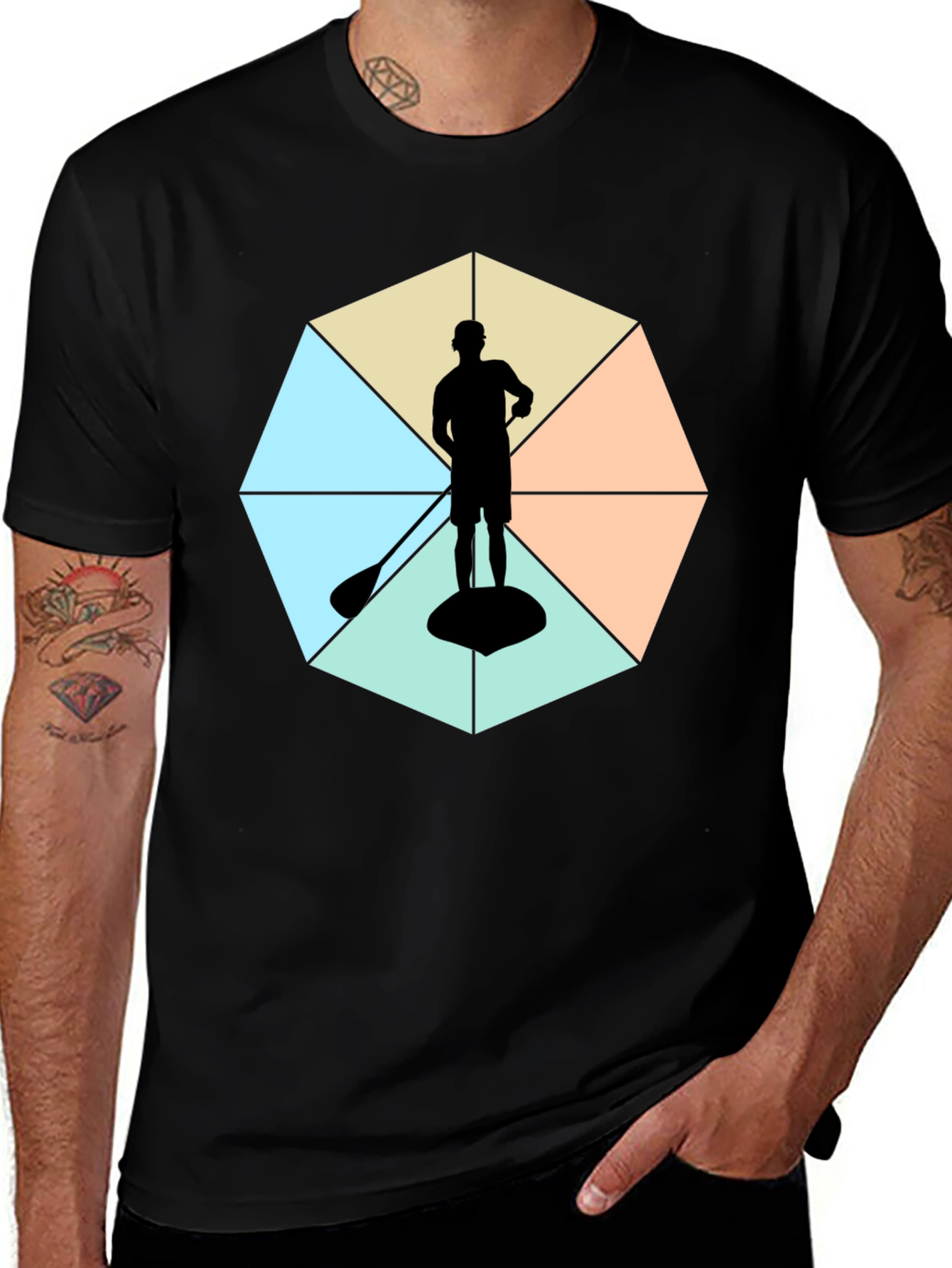 Variant 9 of Paddle Board Silhouette Graphic T-Shirt - Black