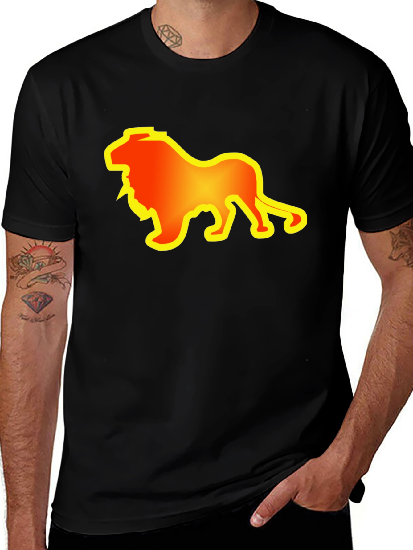 Variant 13 of Lion Graphic Black T-Shirt - Bold Style