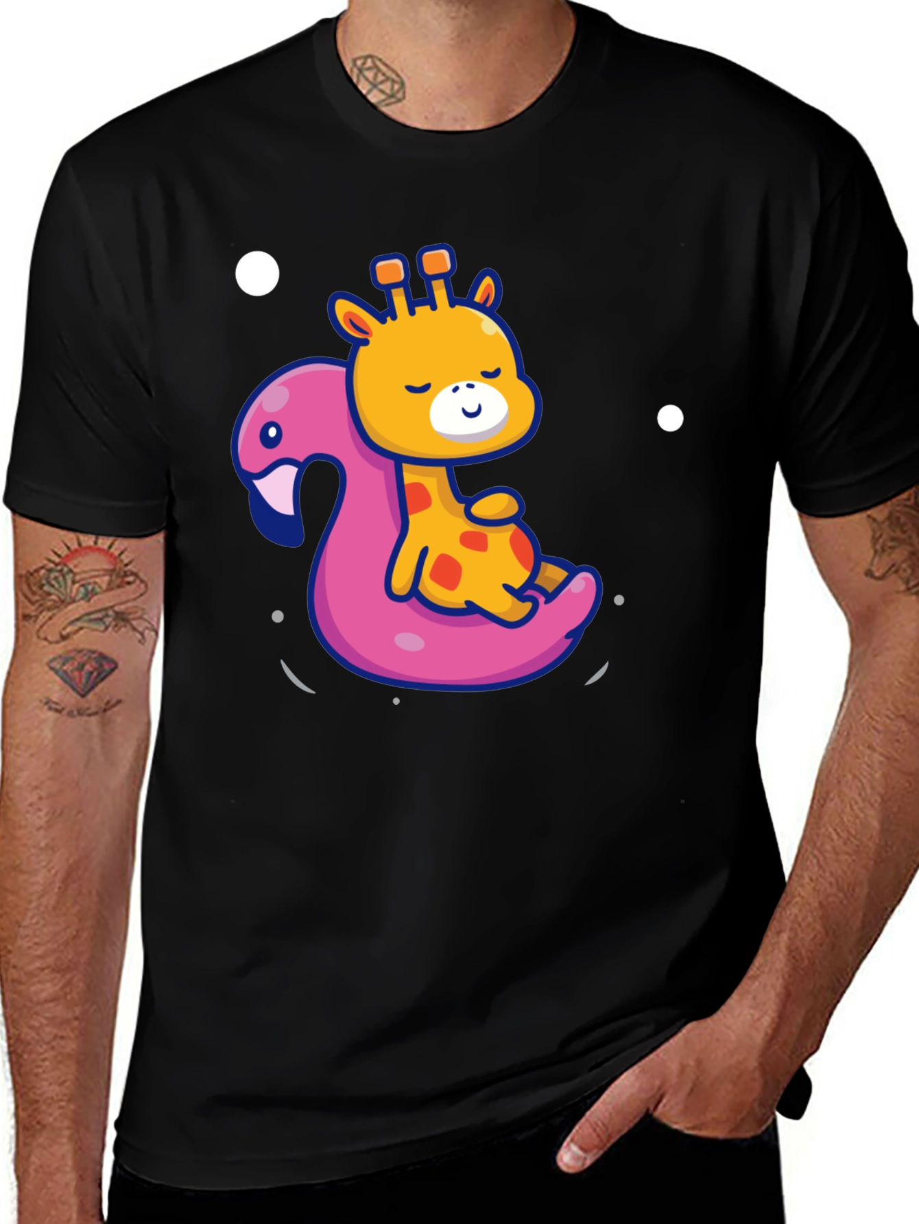Variant 18 of Giraffe on Flamingo Float T-Shirt