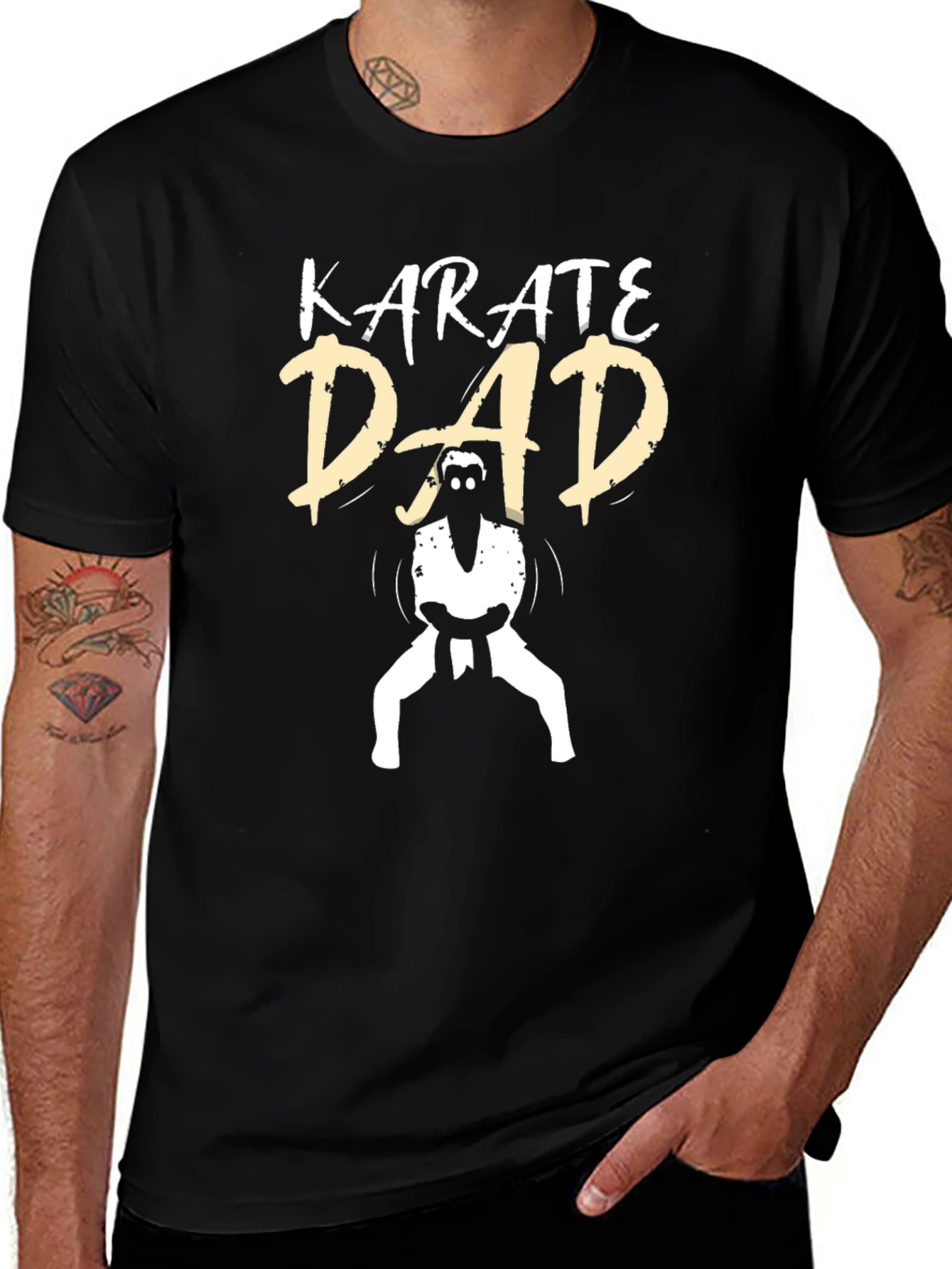 Karate Dad Graphic Tee - Black Cotton T-Shirt