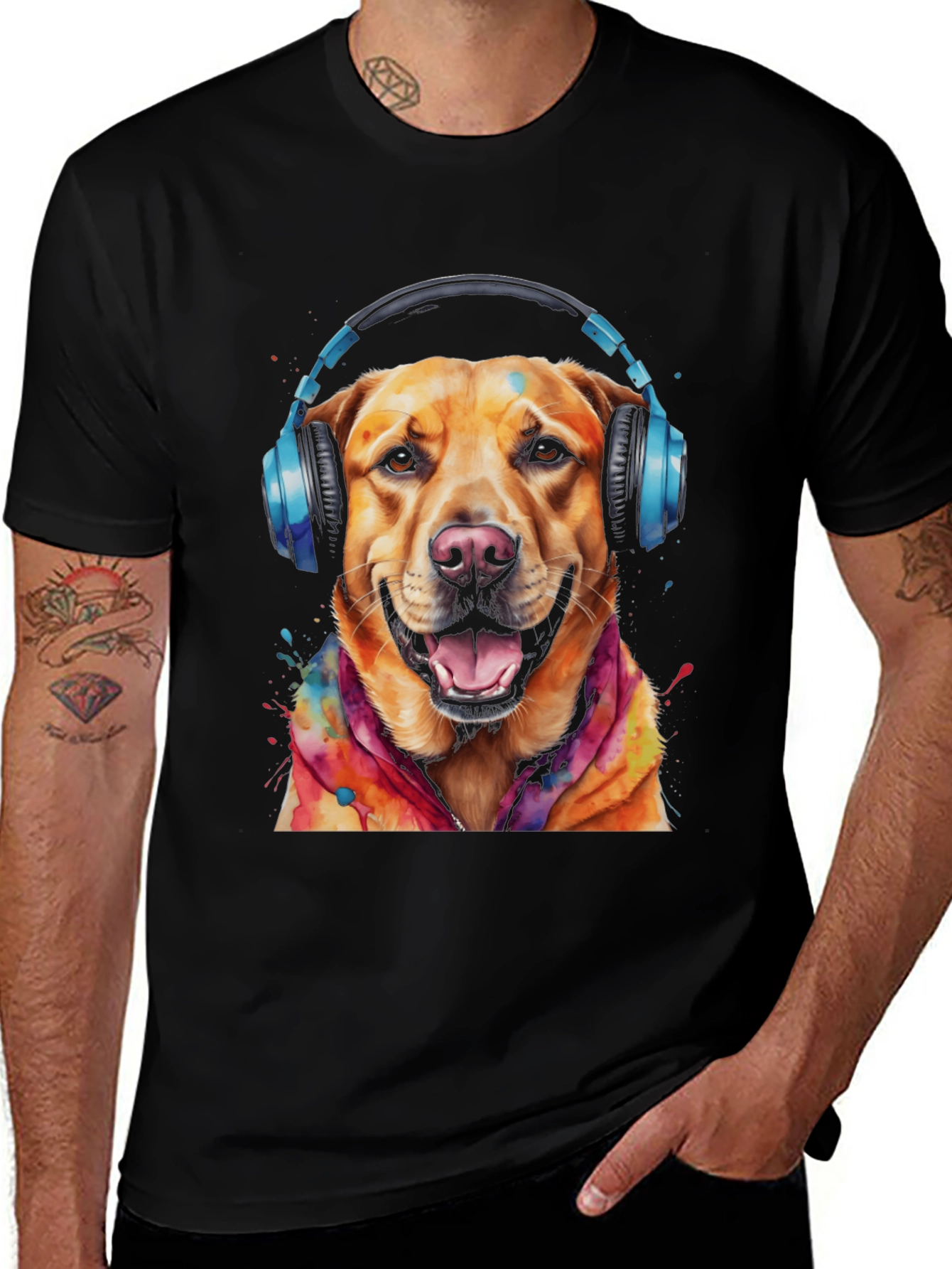 Variant 19 of Dog with Headphones Graphic Tee