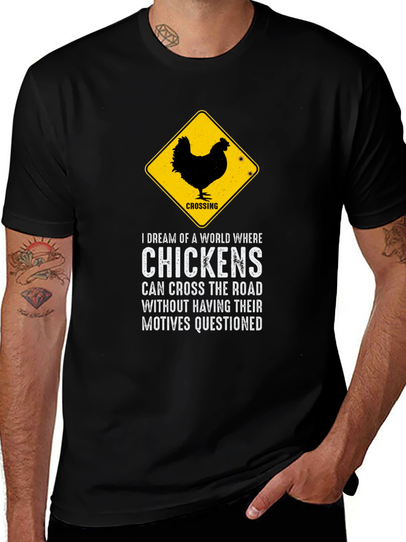 Variant 11 of Chicken Crossing Graphic Tee - Funny Novelty T-Shirt