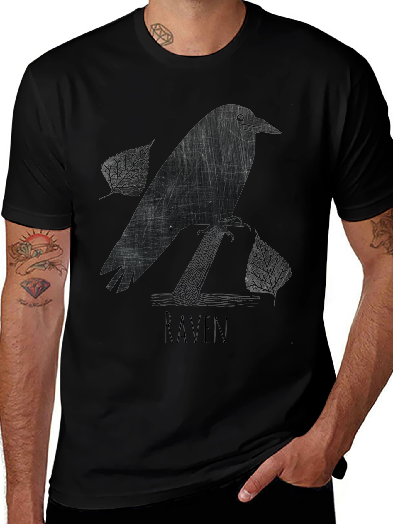 Variant 19 of Raven Graphic Tee - Stylish Black Cotton Shirt