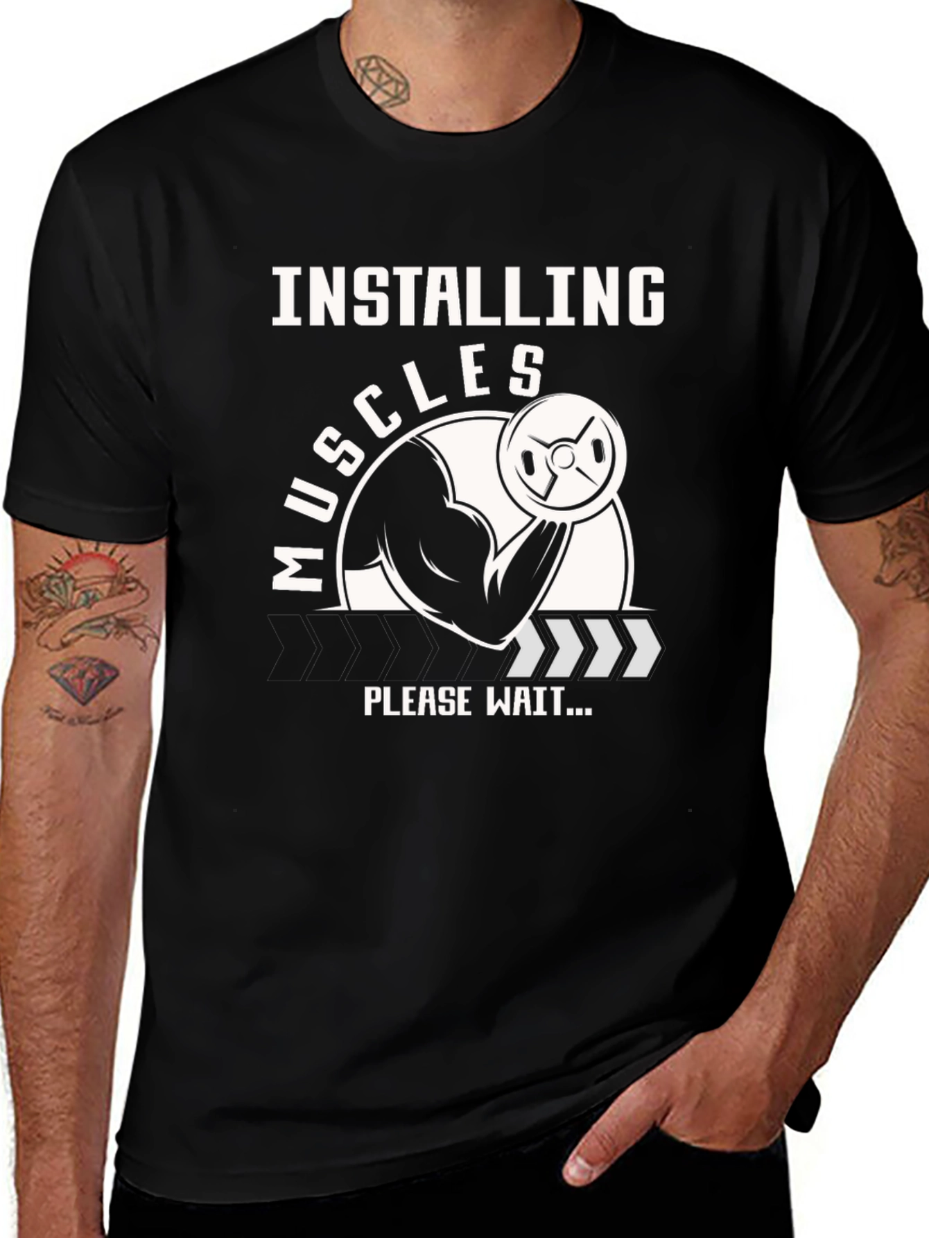 Variant 10 of Installing Muscles T-Shirt - Gym Workout Apparel