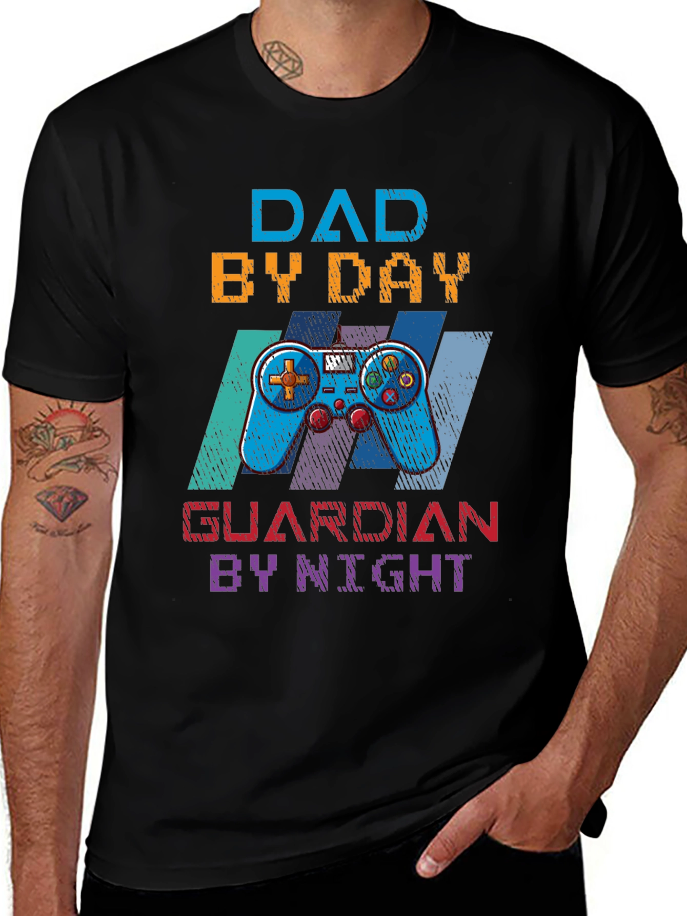 Variant 30 of Dad By Day, Guardian By Night Gamer T-Shirt