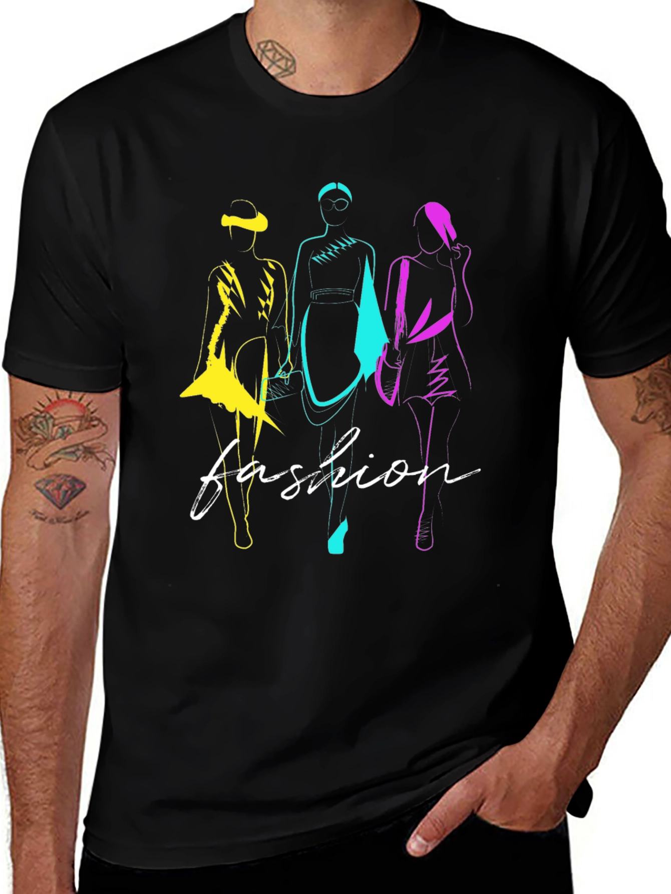 Variant 6 of Fashion Sketch Graphic T-Shirt - Stylish Black Tee