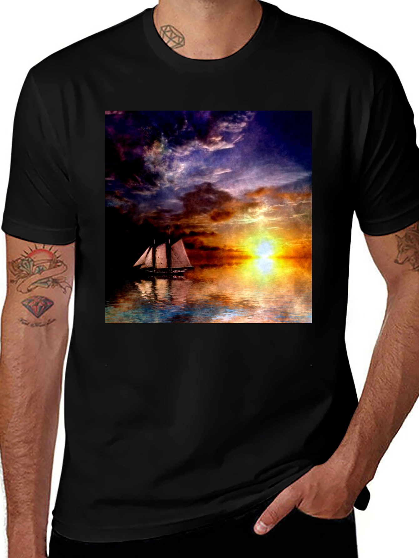 Variant 7 of Sunset Sailboat Graphic Tee