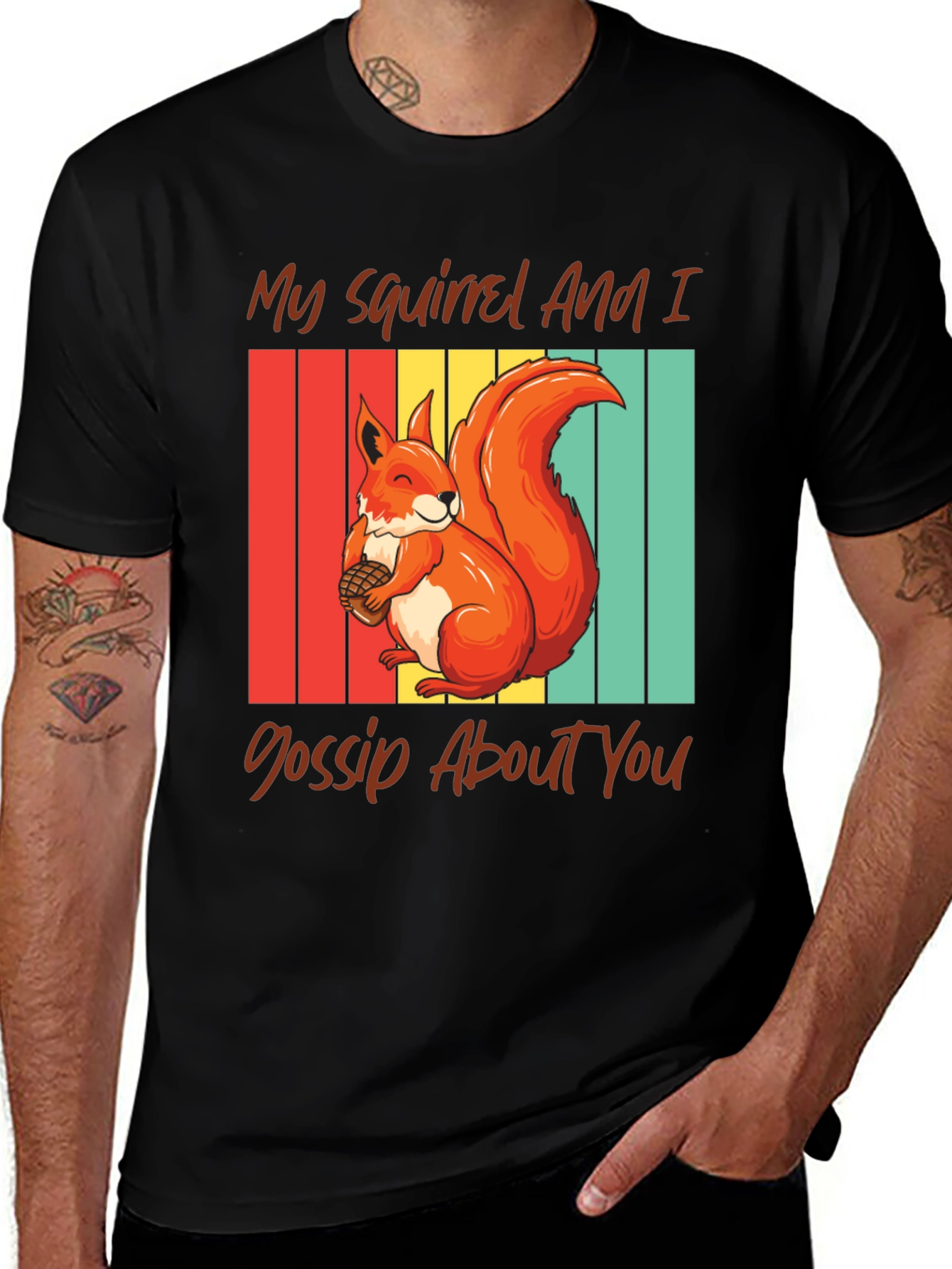 Variant 8 of Squirrel Gossip Tee: Retro Style
