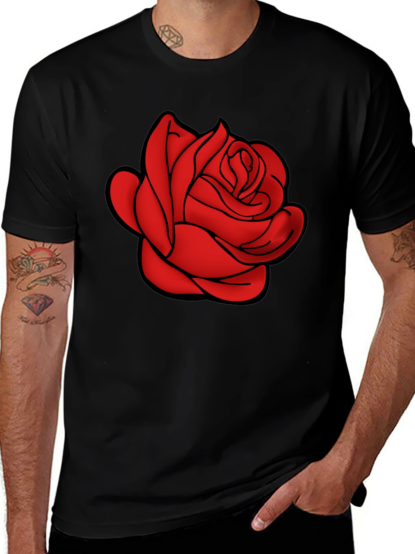 Variant 18 of Bold Rose Graphic Black T-Shirt