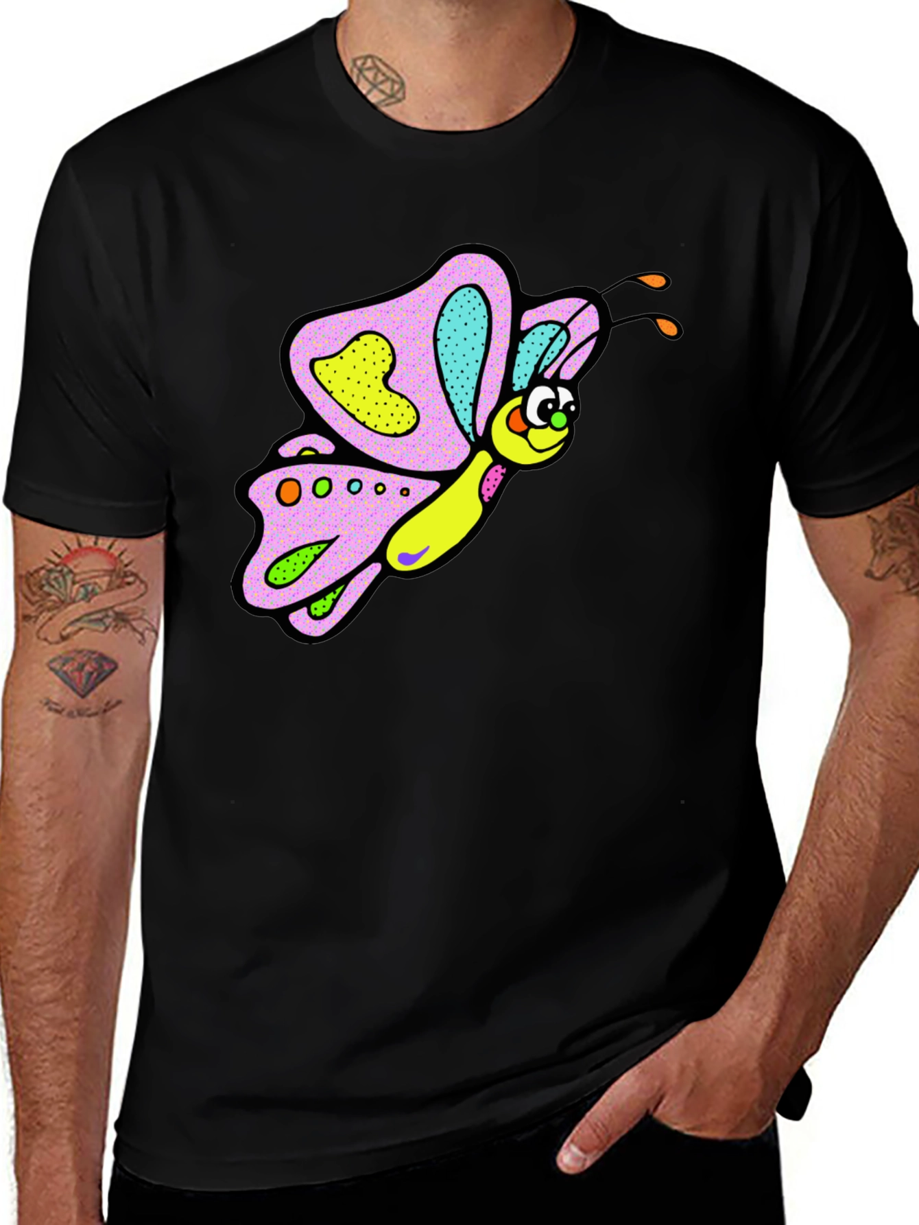 Variant 5 of Butterfly Graphic Black T-Shirt