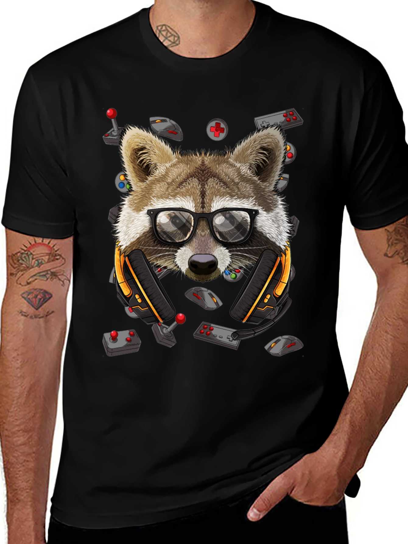 Variant 9 of Gamer Raccoon Graphic Tee - Cool & Quirky Design