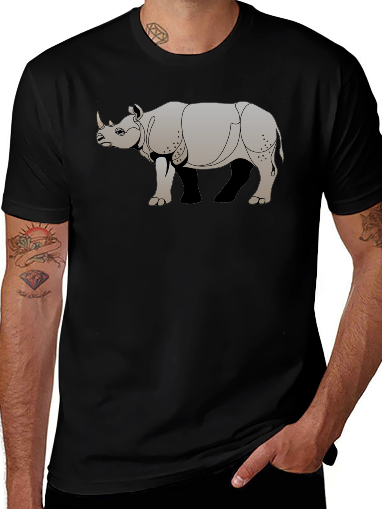 Variant 2 of Rhino Graphic Tee - Cool Animal Print T-Shirt