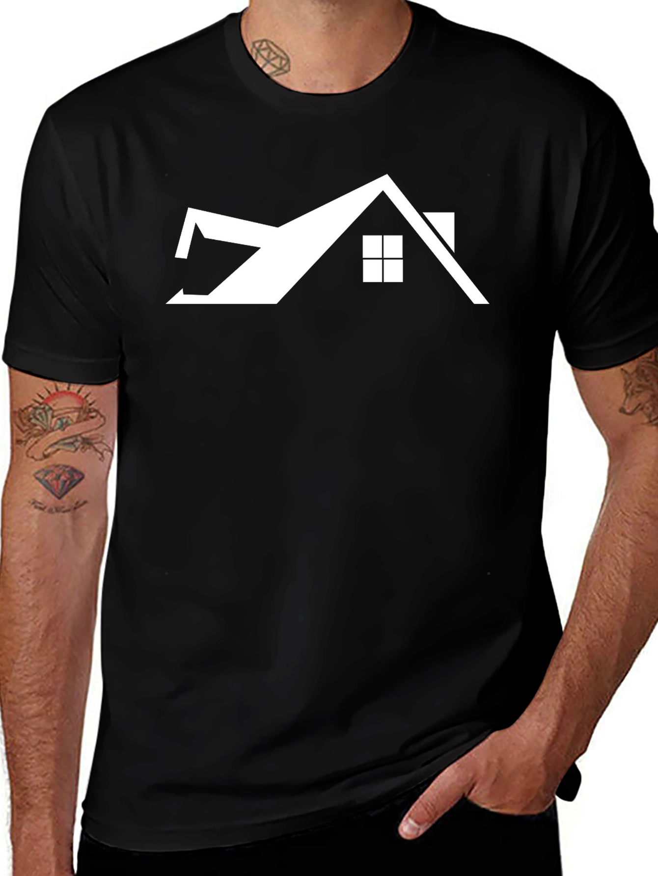 Variant 18 of House Roof Graphic Tee - Modern Black T-Shirt