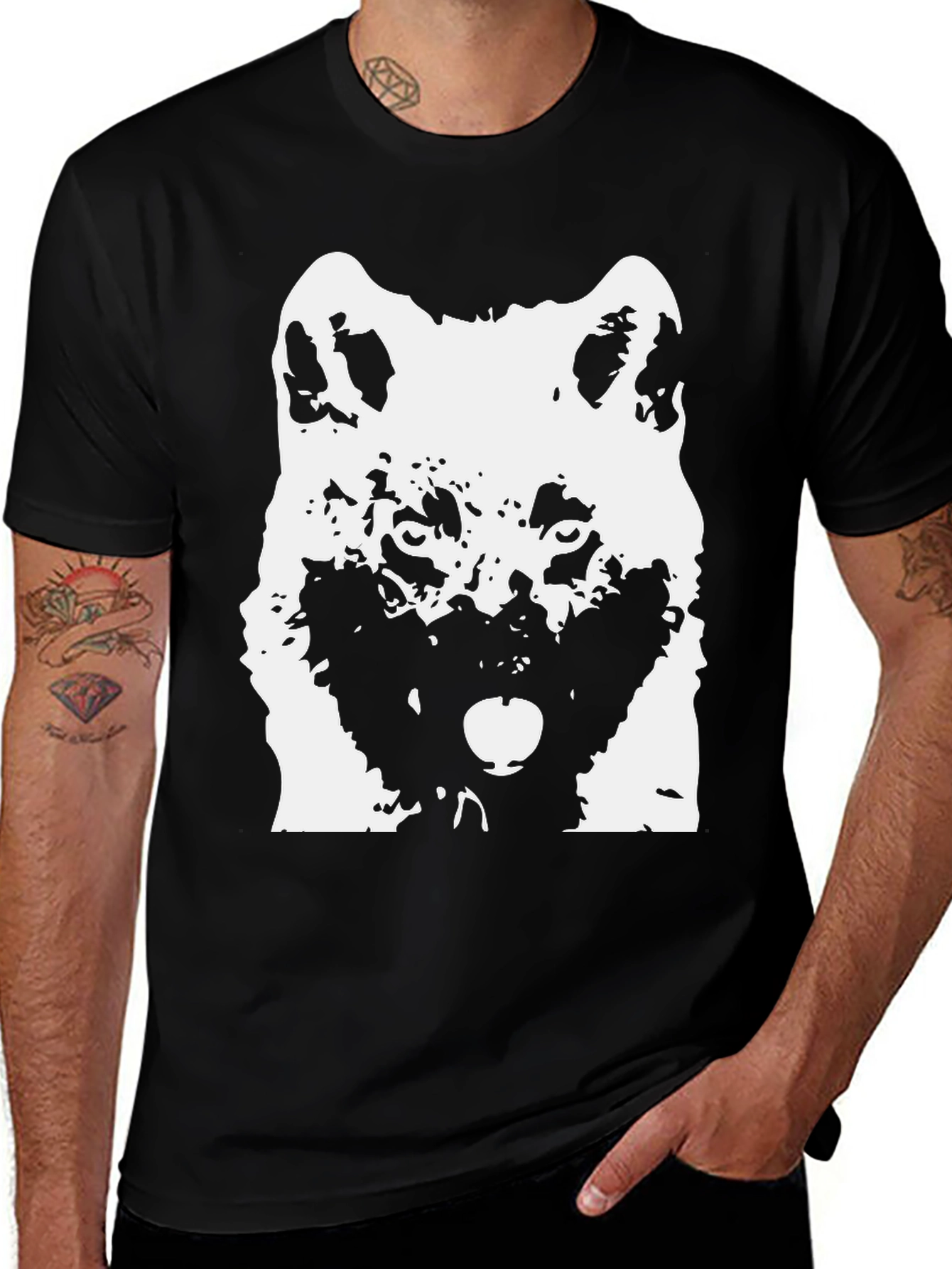 Variant 29 of Wolf Graphic Print Black T-Shirt