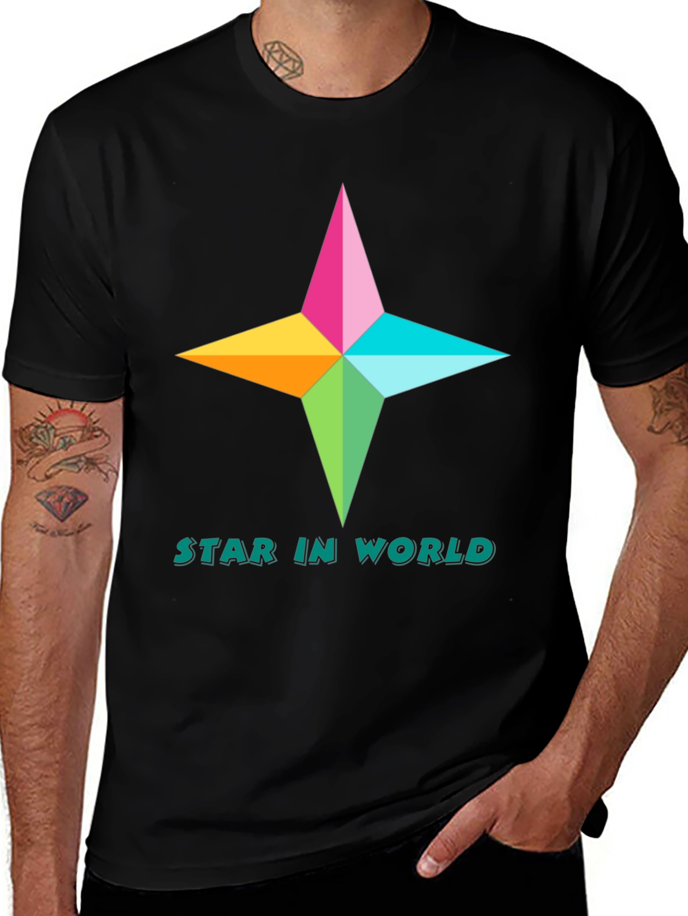 Variant 14 of Star In World Black Cotton Graphic Tee